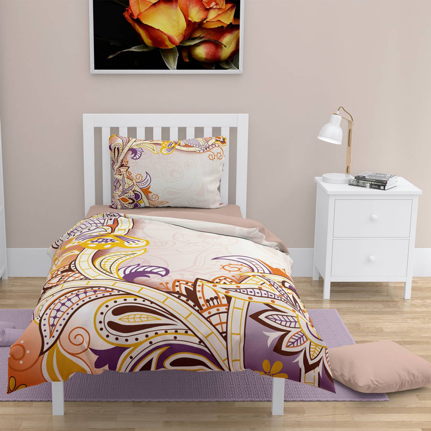 Комплект постільної білизни MonoHome Mirage 3D з бавовняного сатину для односпального ліжка 160x220 см, яскраві кольори, високоякісні матеріали