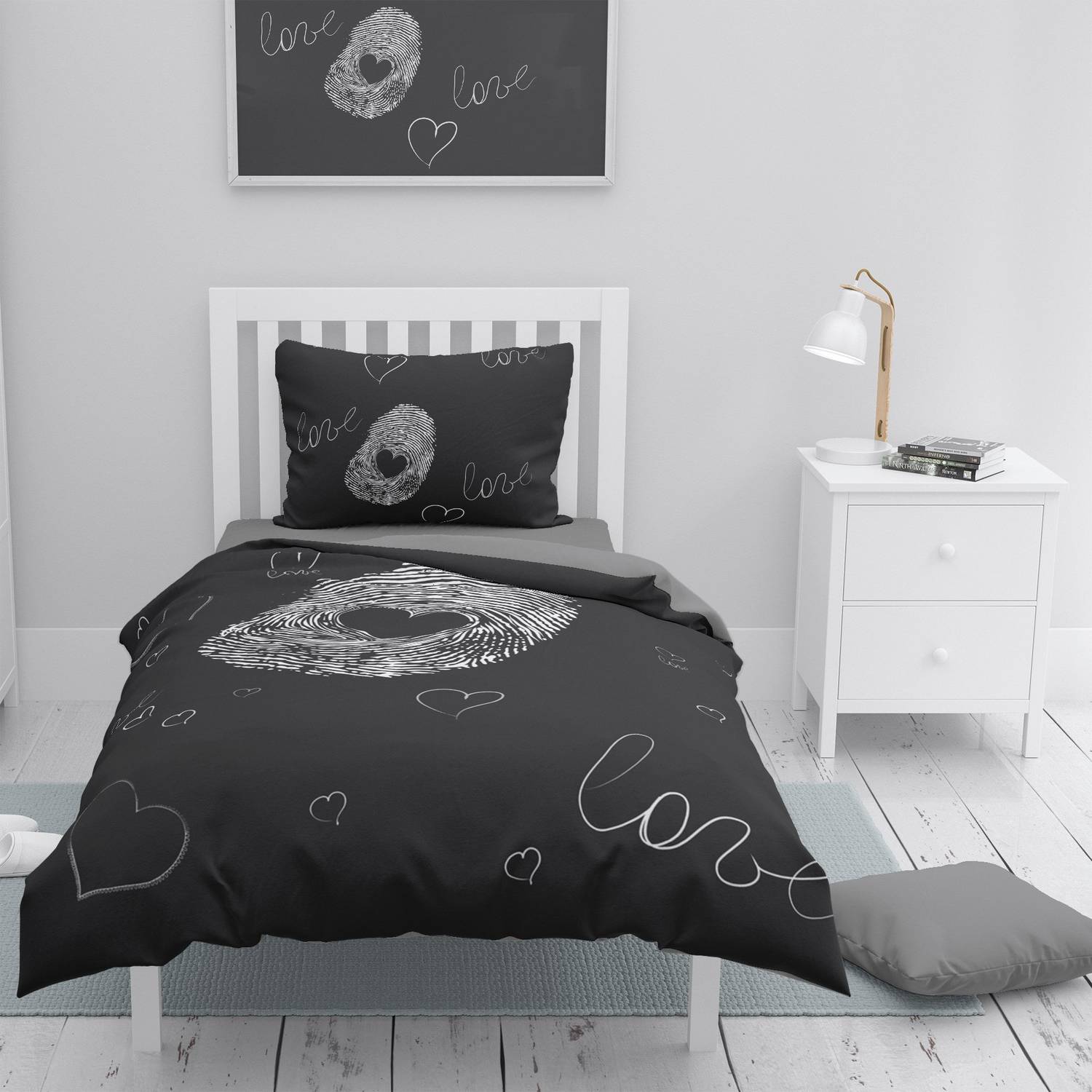 طقم غطاء لحاف مفرد من الساتان القطني ثلاثي الأبعاد من MonoHome Sign