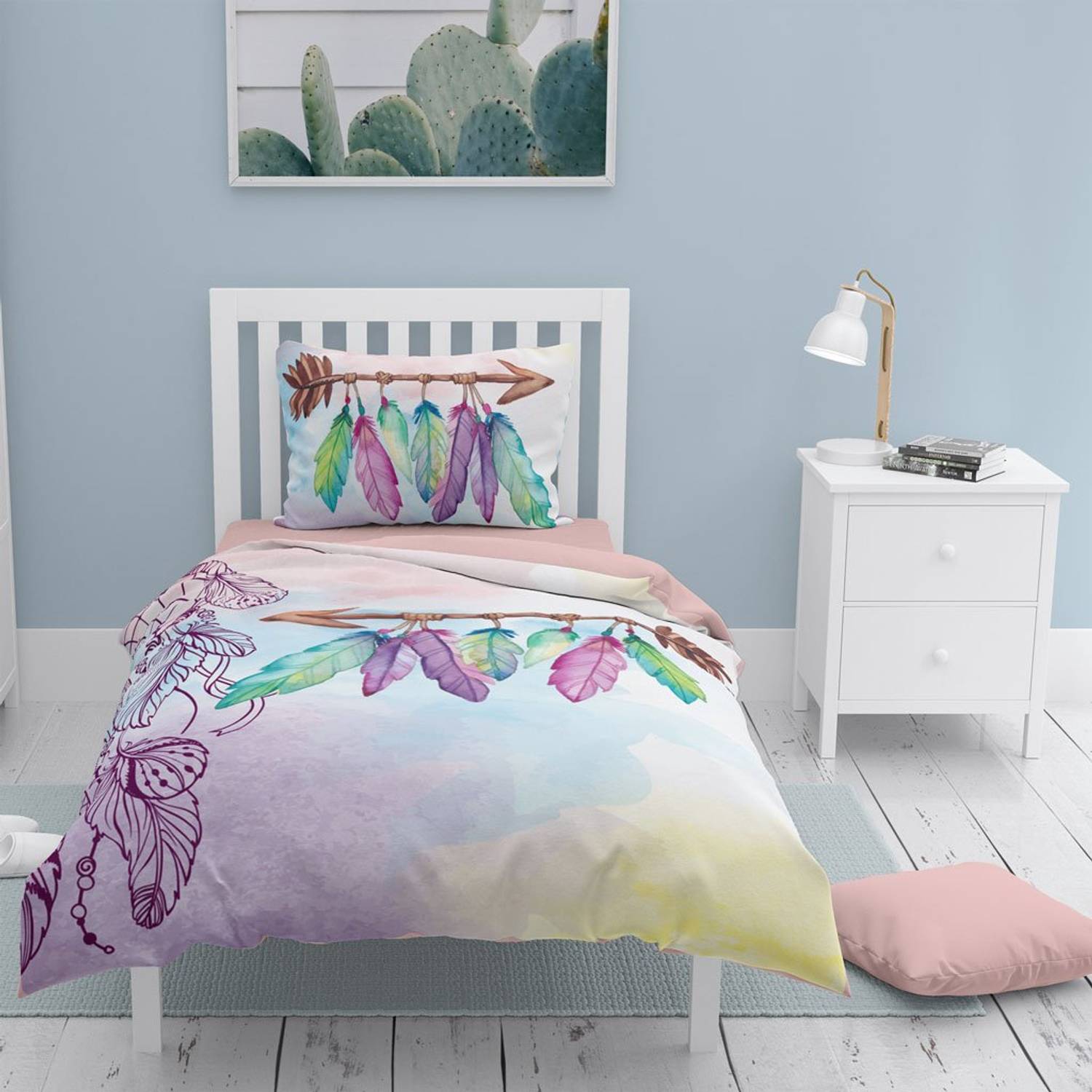 طقم غطاء لحاف مفرد من الساتان القطني ثلاثي الأبعاد للنوم MonoHome