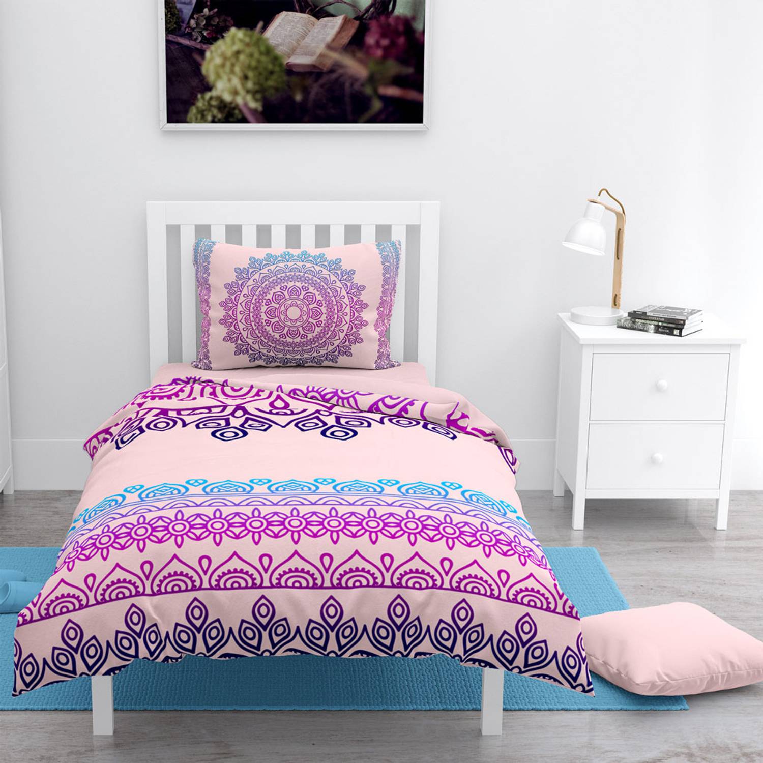MonoHome Mandala 3D Cotton Satin Single Duvet Cover Set