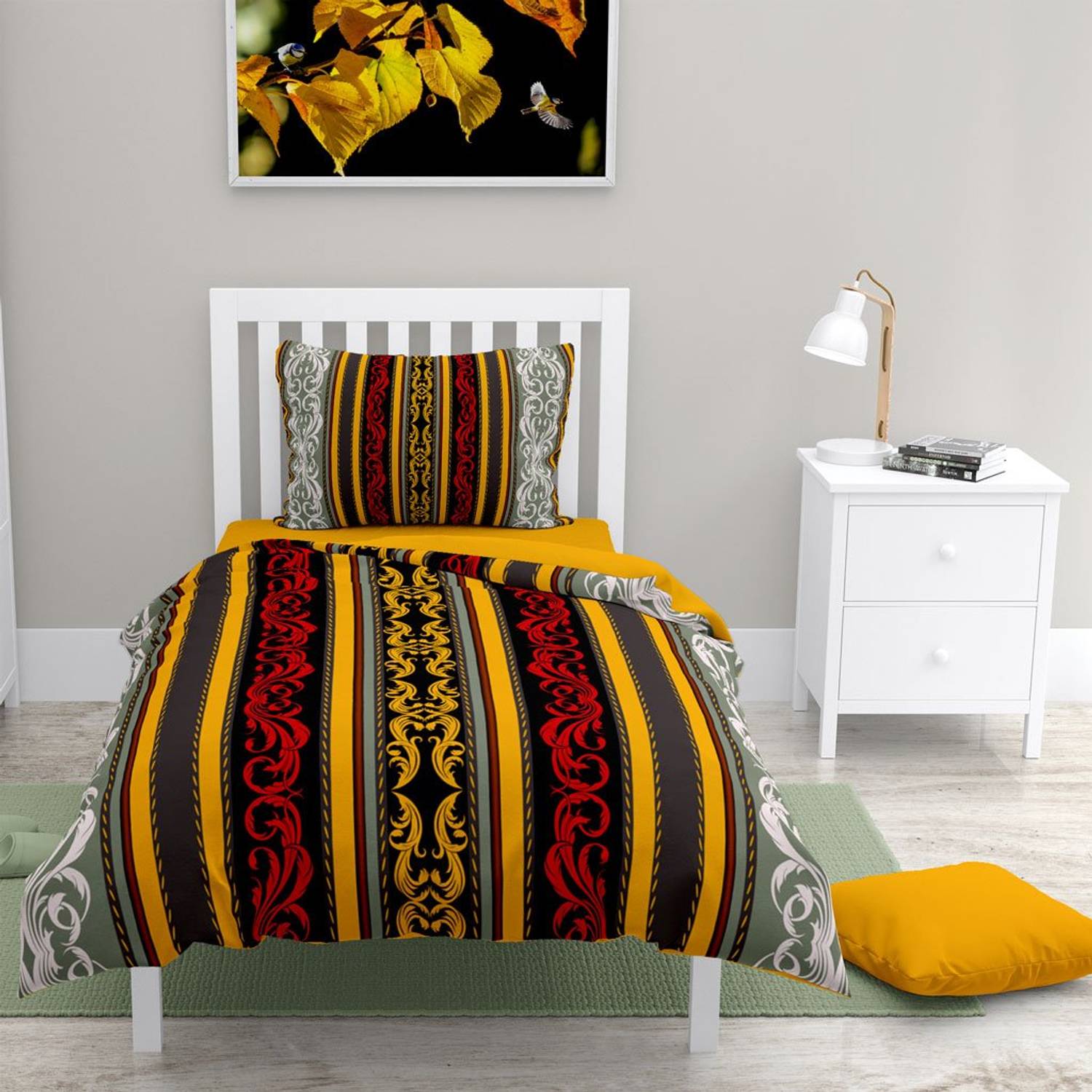 MonoHome Baroque 3D Cotton Satin Single Duvet Cover Set