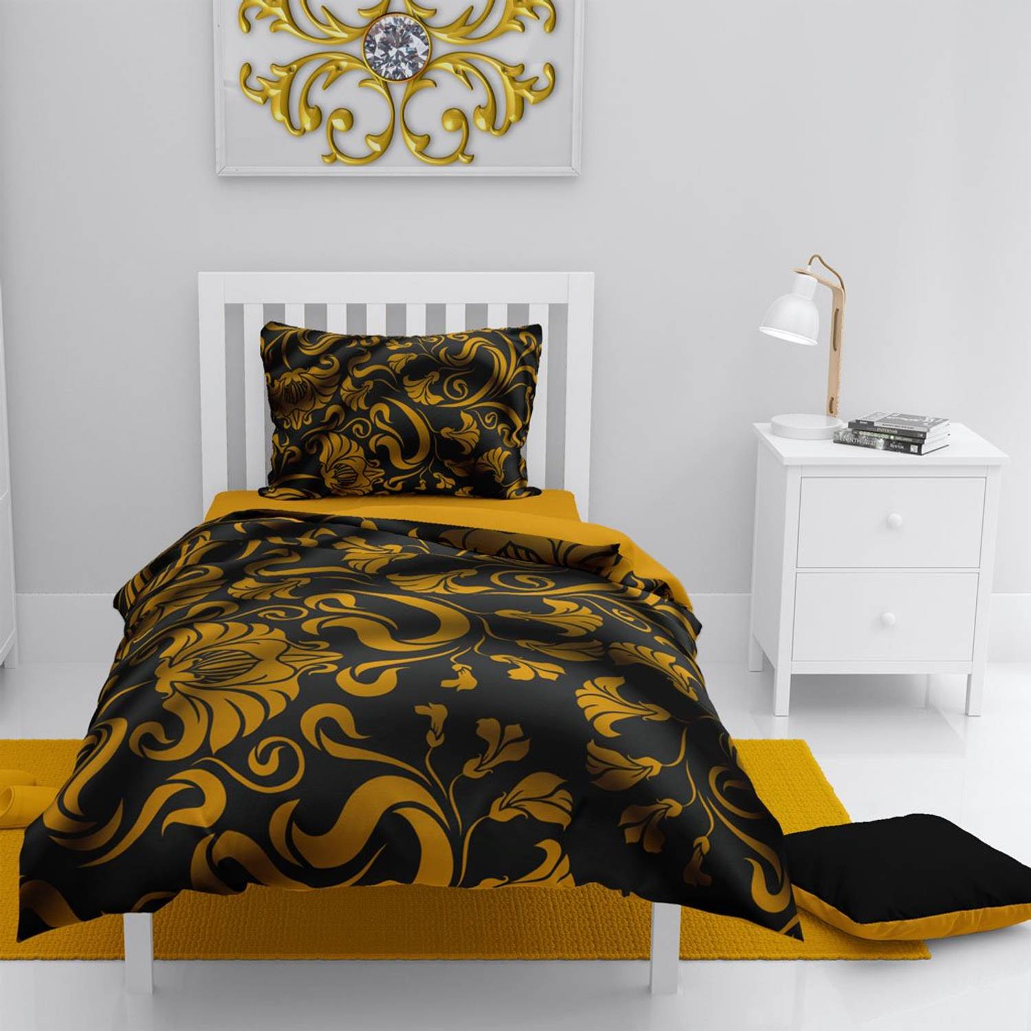 Комплект постільної білизни MonoHome Gold 3D з бавовняного сатину, односпальний, 160x220 см, яскраві кольори, спеціальна тканина, комфортний сон