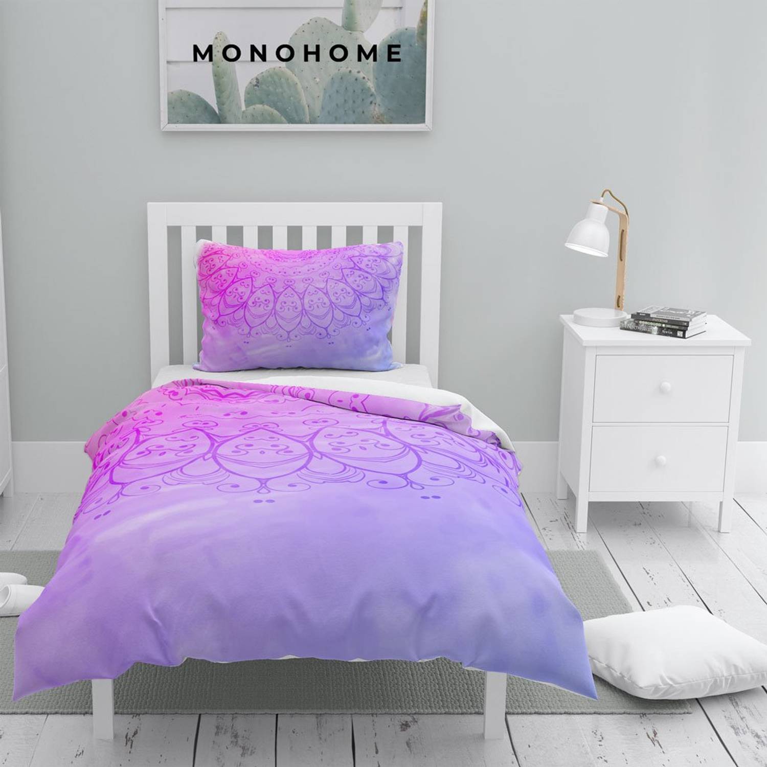 MonoHome Violet 3D Cotton Satin Single Duvet Cover Set