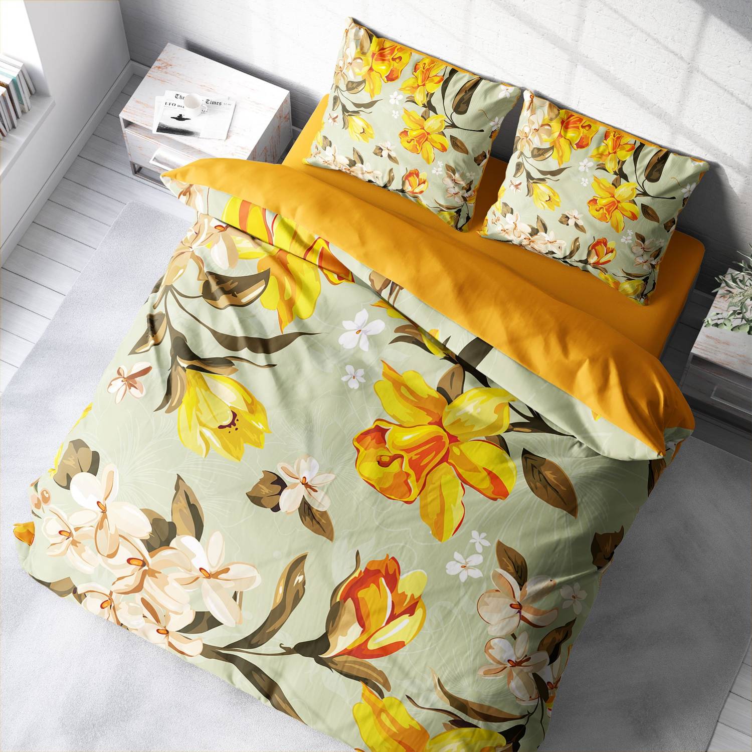 MonoHome Lily 3D Cotton Satin Double Duvet Cover Set