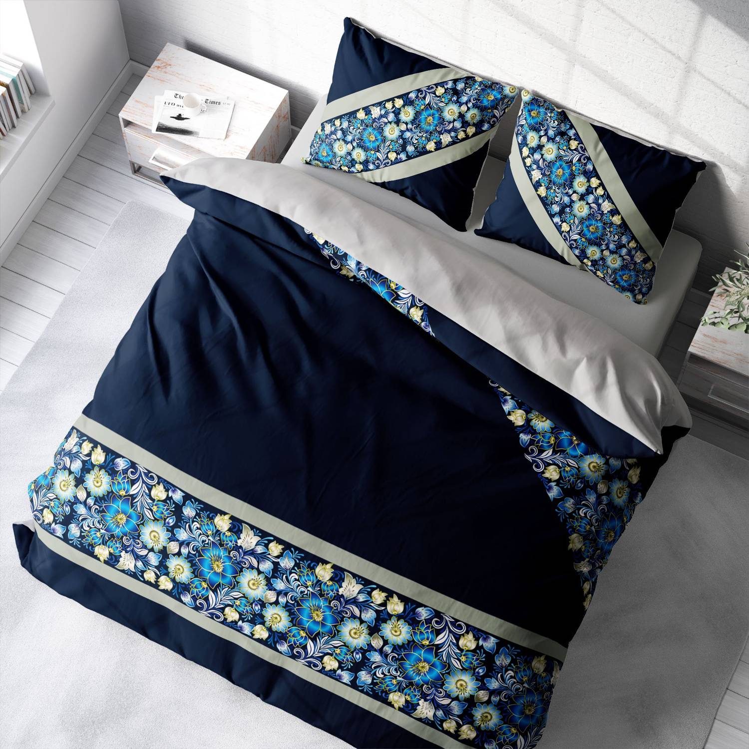 طقم غطاء لحاف مزدوج من الساتان القطني ثلاثي الأبعاد من MonoHome Secret