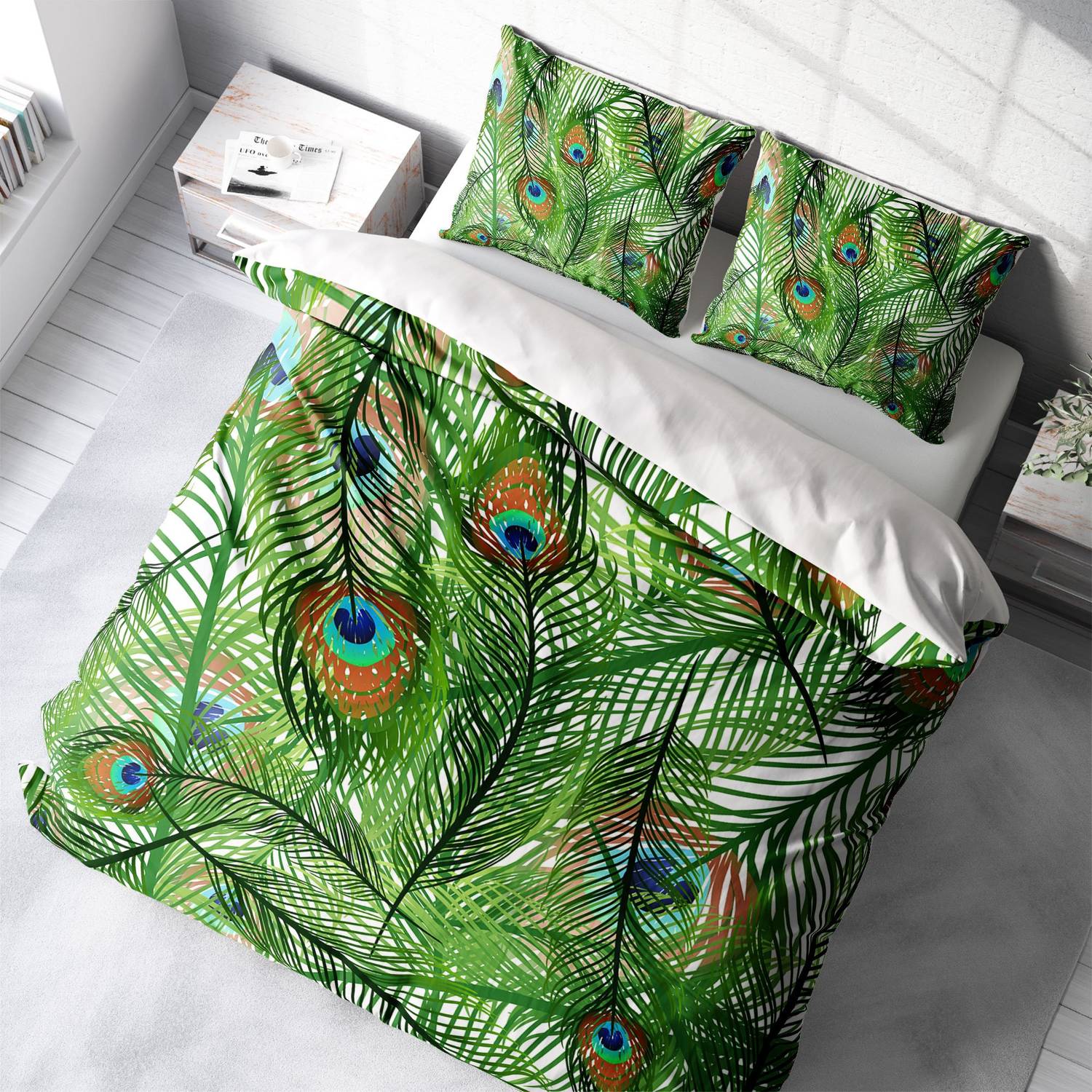 MonoHome Feathers 3D Cotton Satin Double Duvet Cover Set
