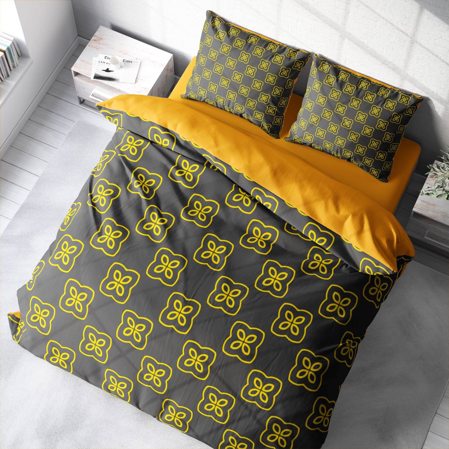 مجموعة غطاء لحاف مزدوج من الساتان القطني ثلاثي الأبعاد فسيفساء MonoHome