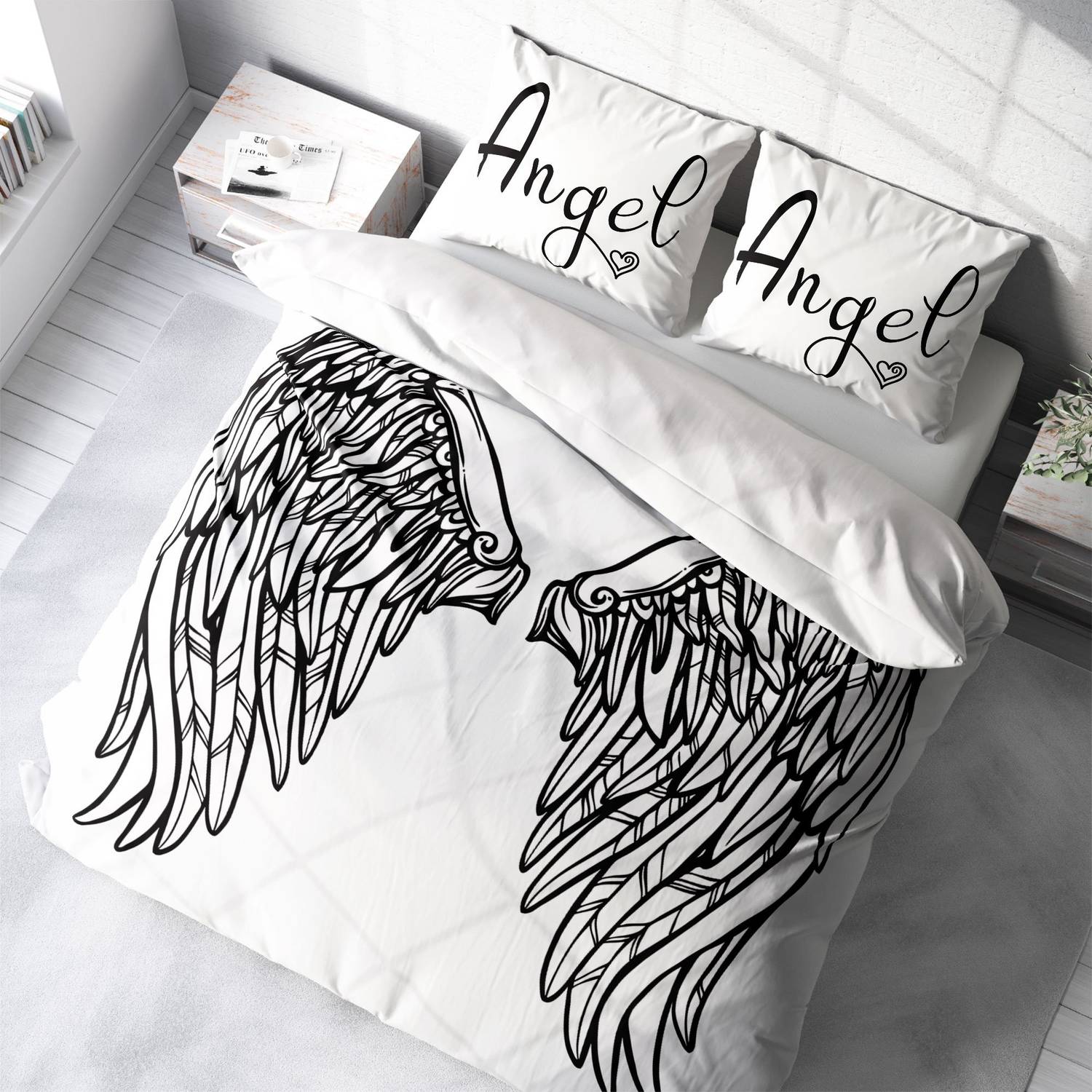 Комплект постільної білизни MonoHome Wing 3D з бавовняного сатину для двох, яскраві кольори, розміри 200х220 см, включає 2 наволочки, гарантія якості