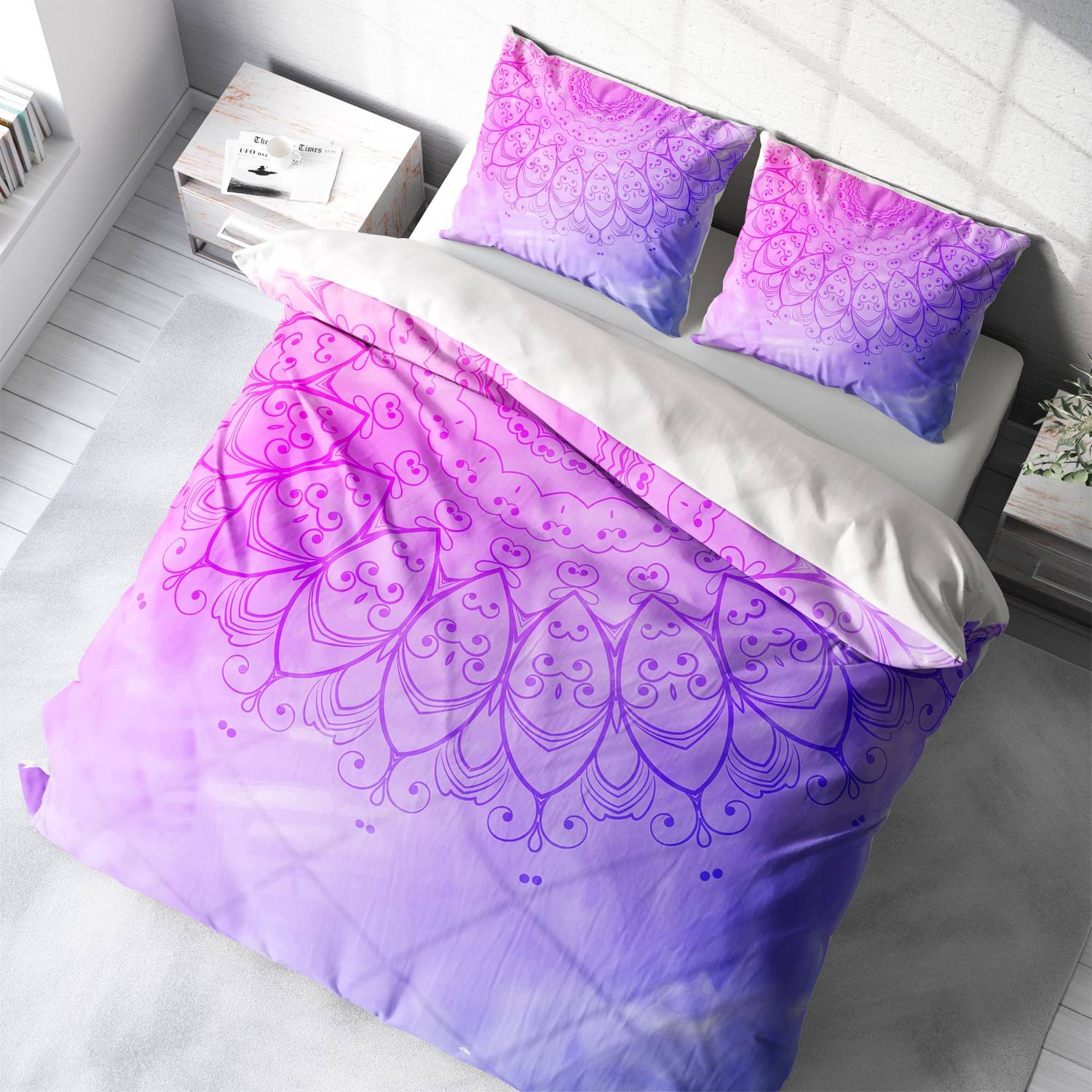 طقم غطاء لحاف مزدوج من الساتان القطني باللون البنفسجي من MonoHome