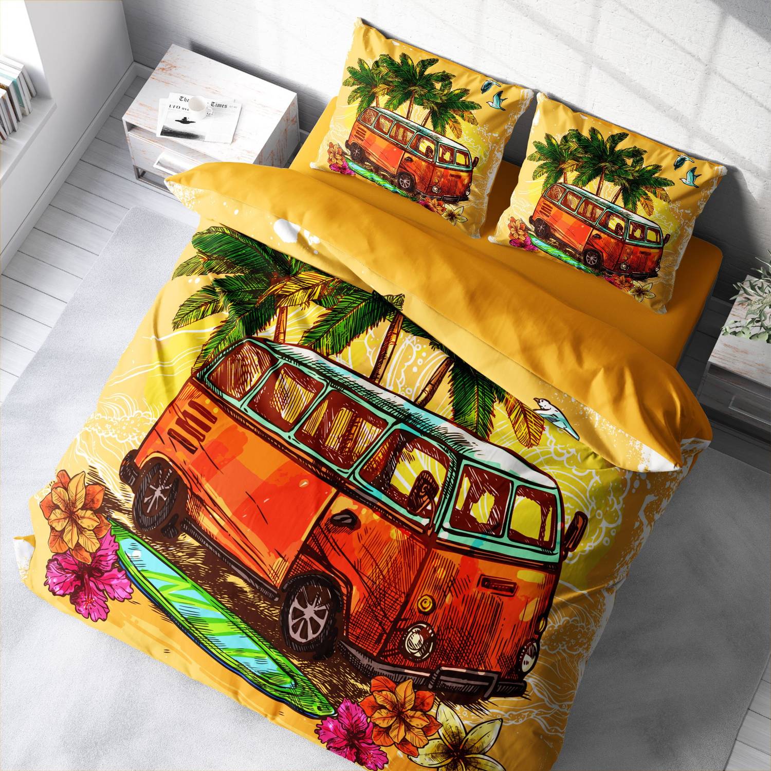 طقم غطاء لحاف مزدوج من الساتان القطني MonoHome Caravan ثلاثي الأبعاد