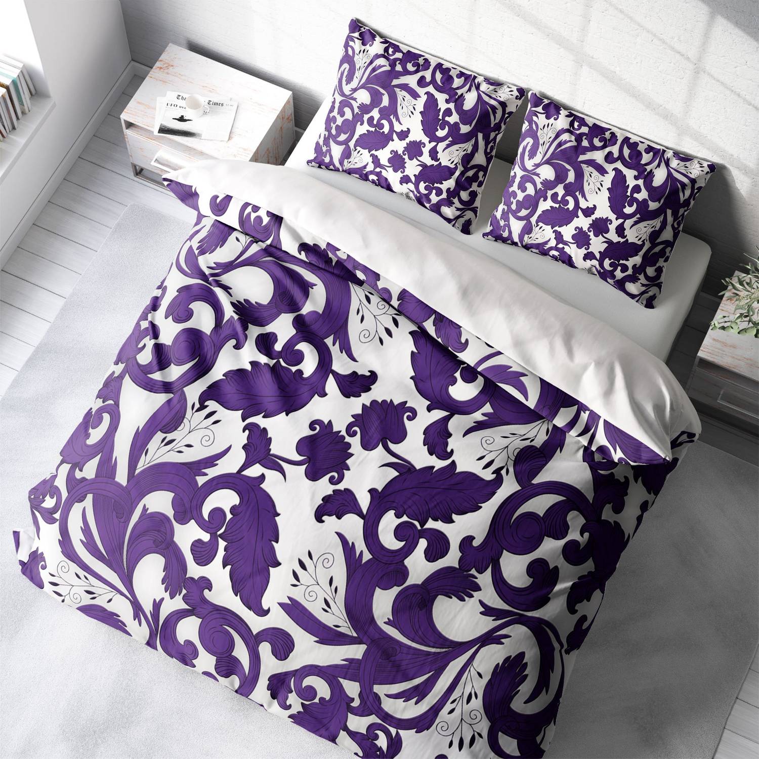 طقم غطاء لحاف مزدوج من الساتان القطني ثلاثي الأبعاد من MonoHome Ottoman II