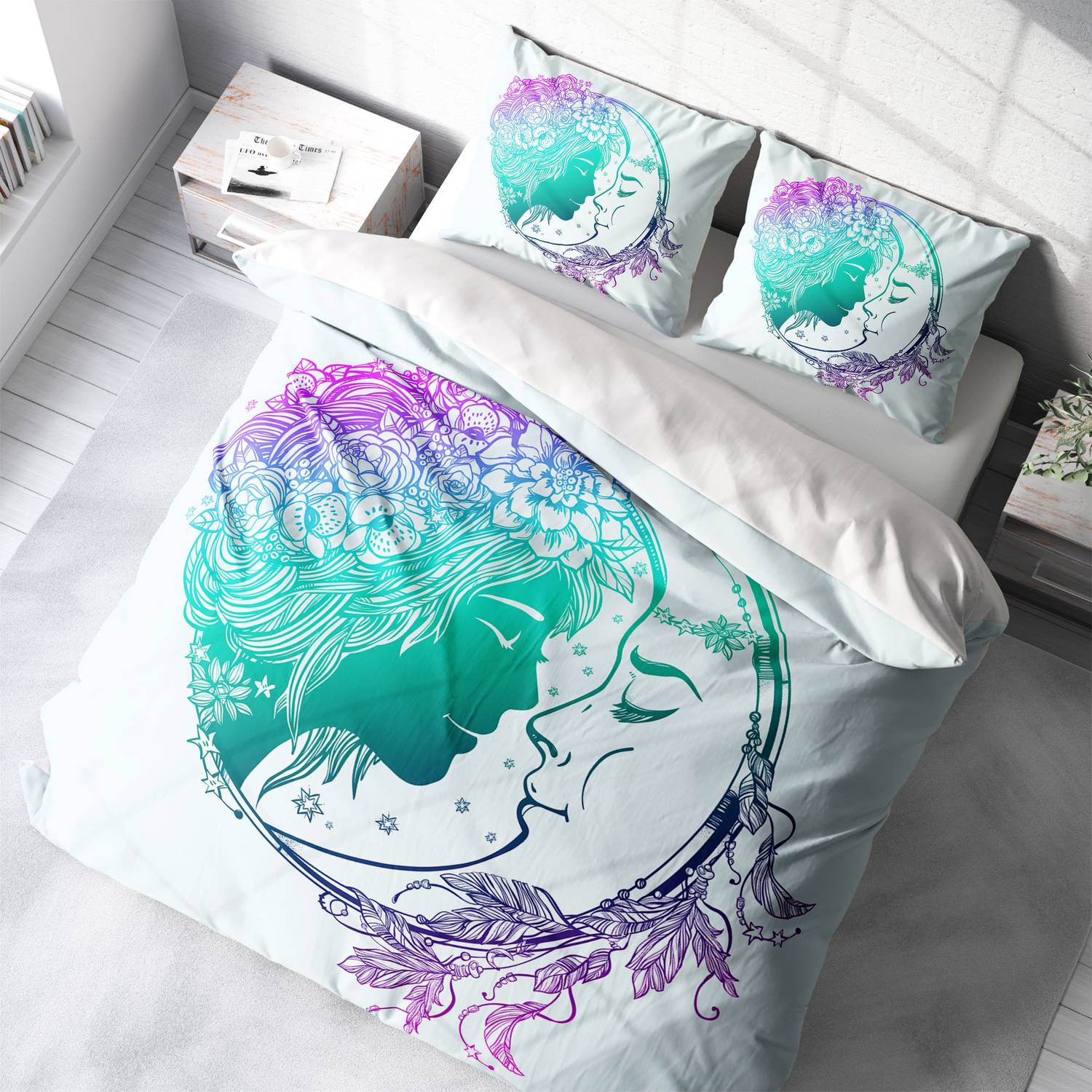 MonoHome Moon 3D Digital Printed Double Duvet Cover Set