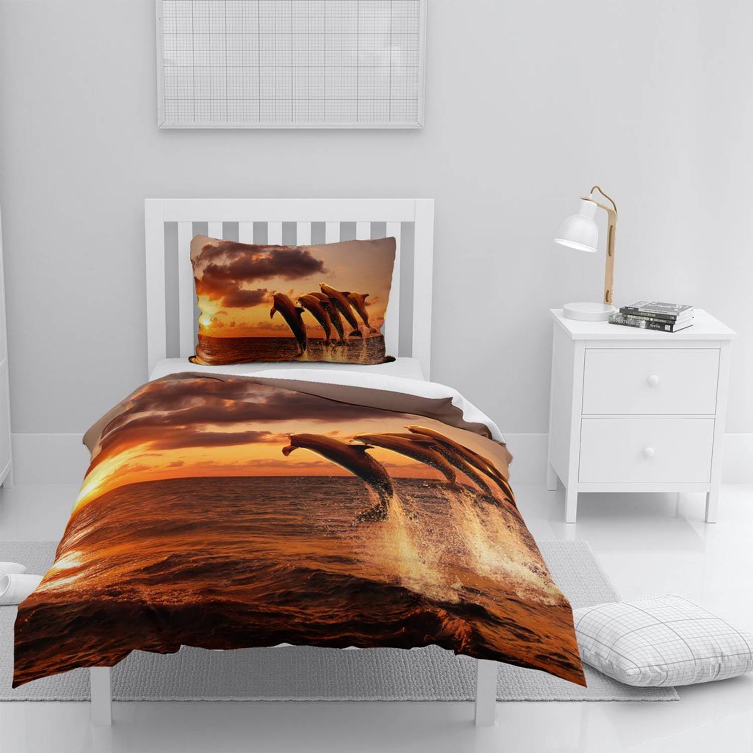 MonoHome Dolphin1 3D Cotton Satin Single Duvet Cover Set