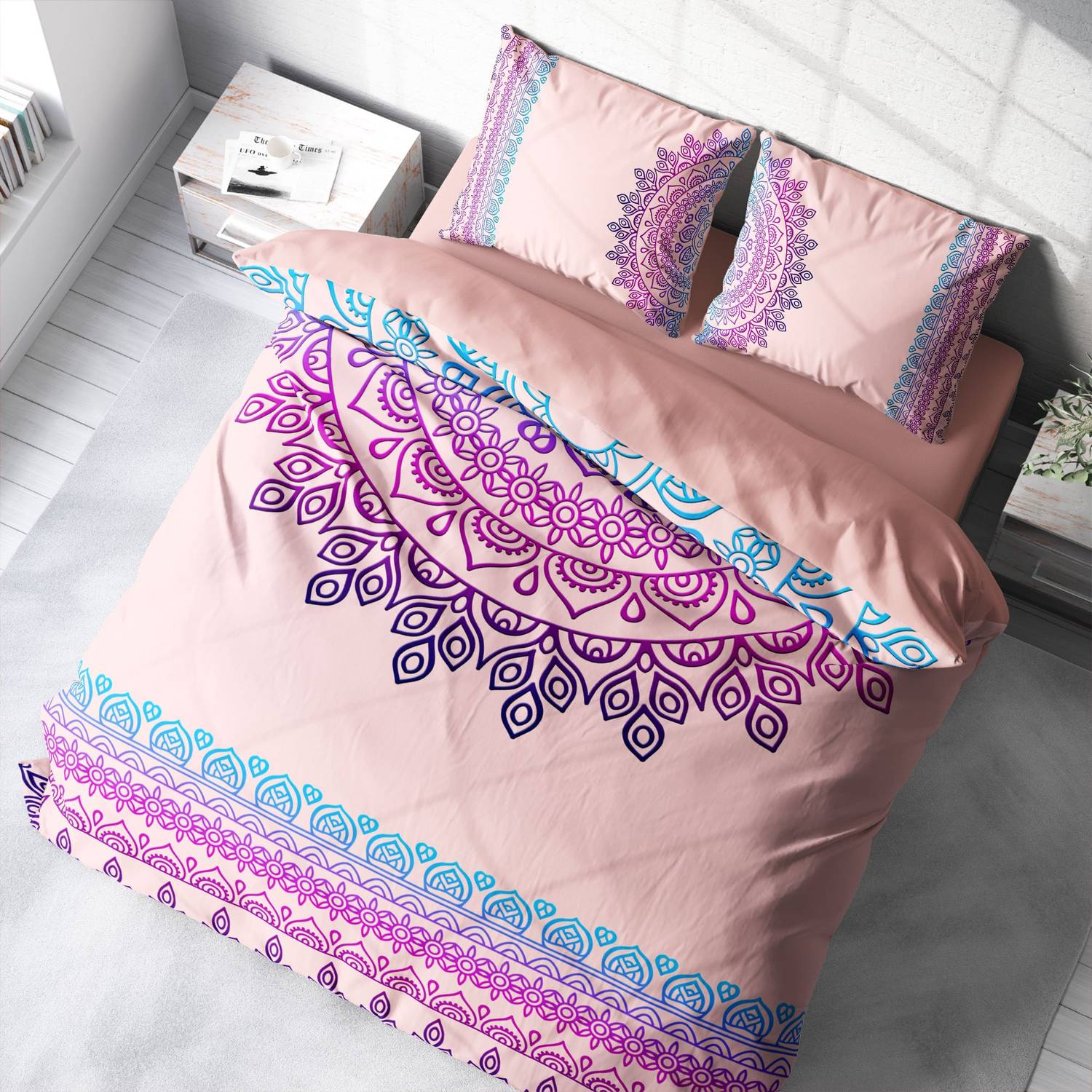 MonoHome Mandala 3D Cotton Satin Double Duvet Cover Set