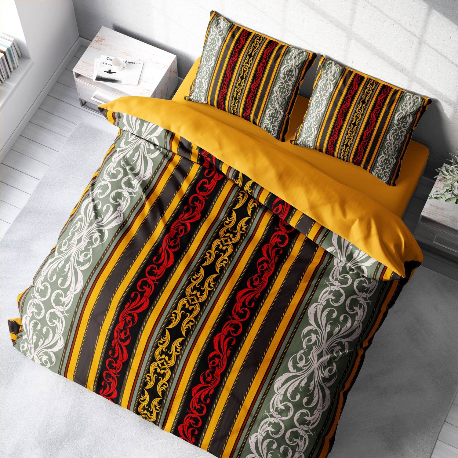 MonoHome Baroque 3D Cotton Satin Double Duvet Cover Set