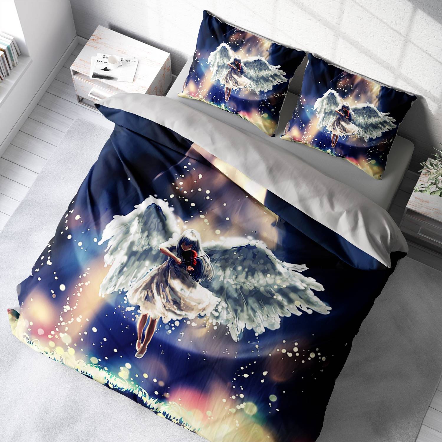 Комплект постільної білизни Monohome Angela 3D з бавовняного сатину для двоспального ліжка, живі кольори, 200x220 см, високоякісний матеріал