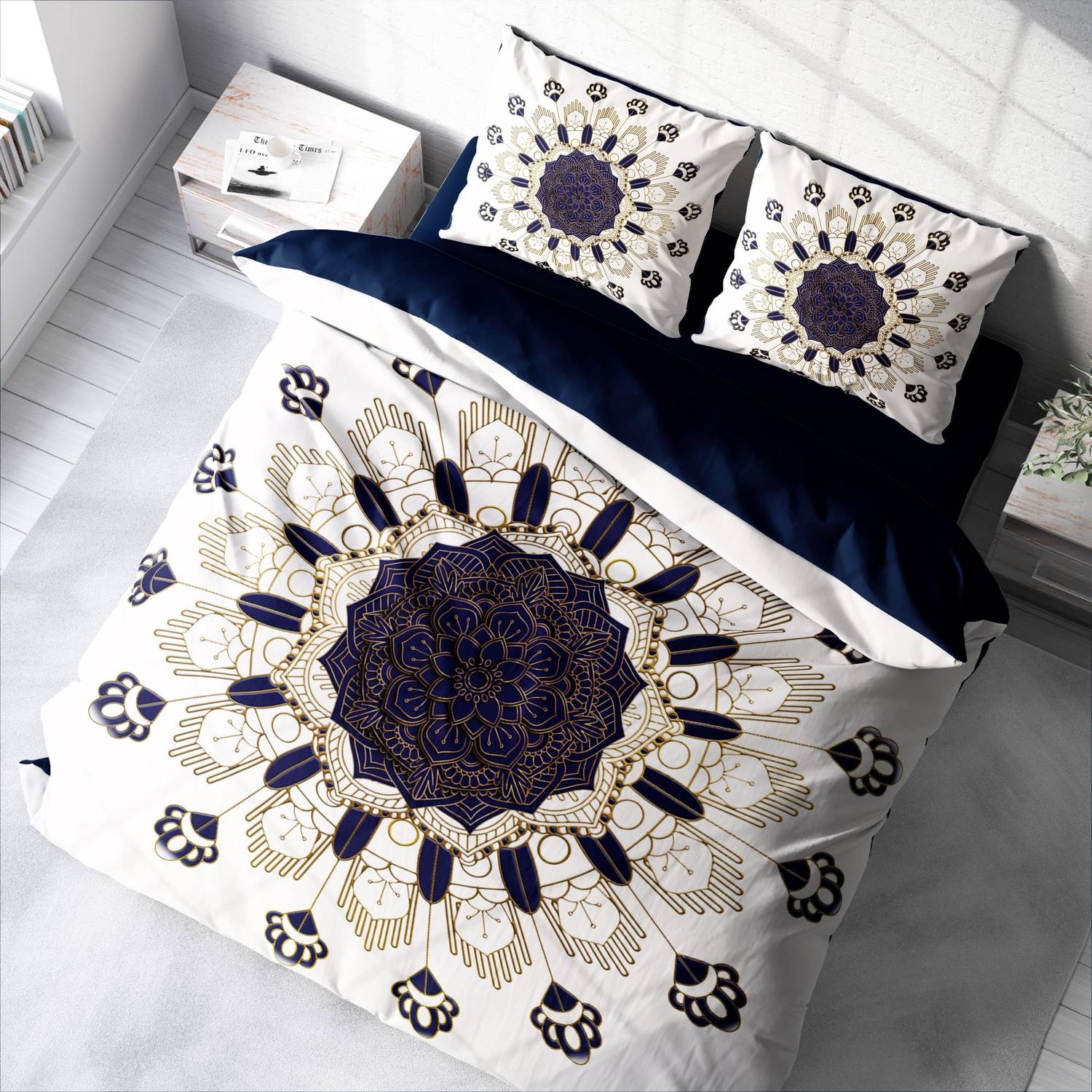 Комплект постільної білизни MonoHome Osmanlı III з 3D бавовняного сатину, двоспальний, 200x220 см з живими кольорами