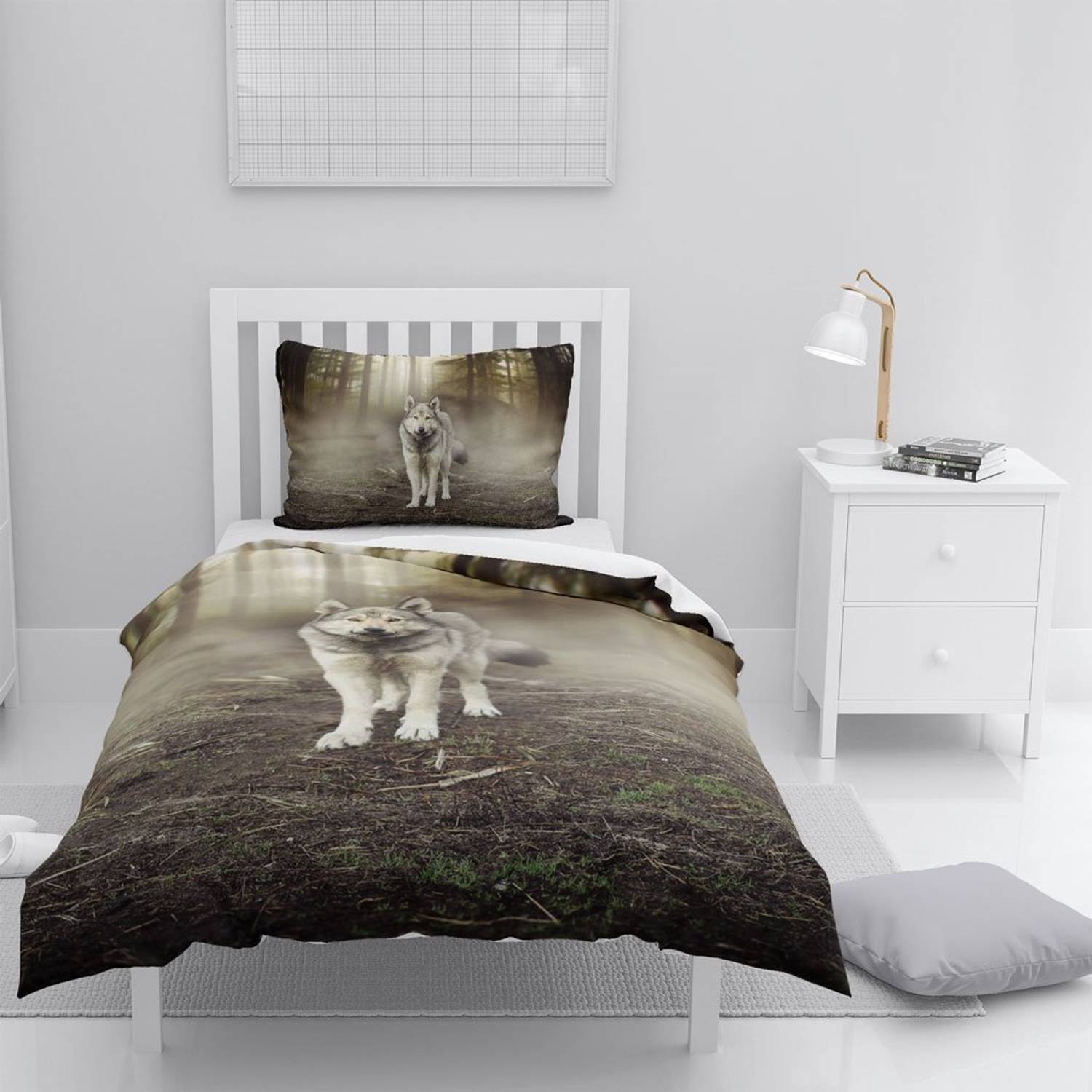 MonoHome FluWolf 3D Cotton Satin Single Duvet Cover Set