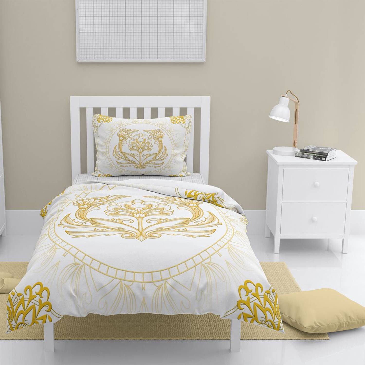 Односпальний комплект постільної білизни MonoHome Osmanlı I 3D з бавовняного сатину, живі кольори, вишуканий дизайн, ніжна структура, розмір 160x220 см