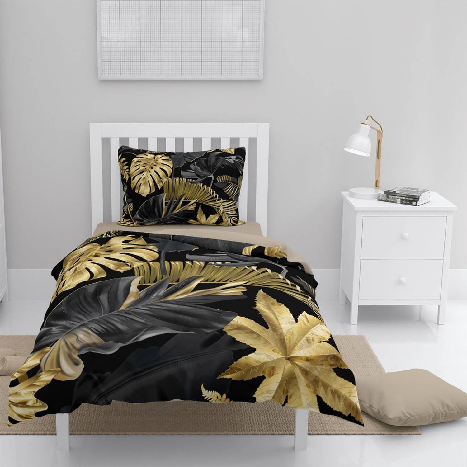 MonoHome Black Casual 3D Cotton Satin Single Duvet Cover Set