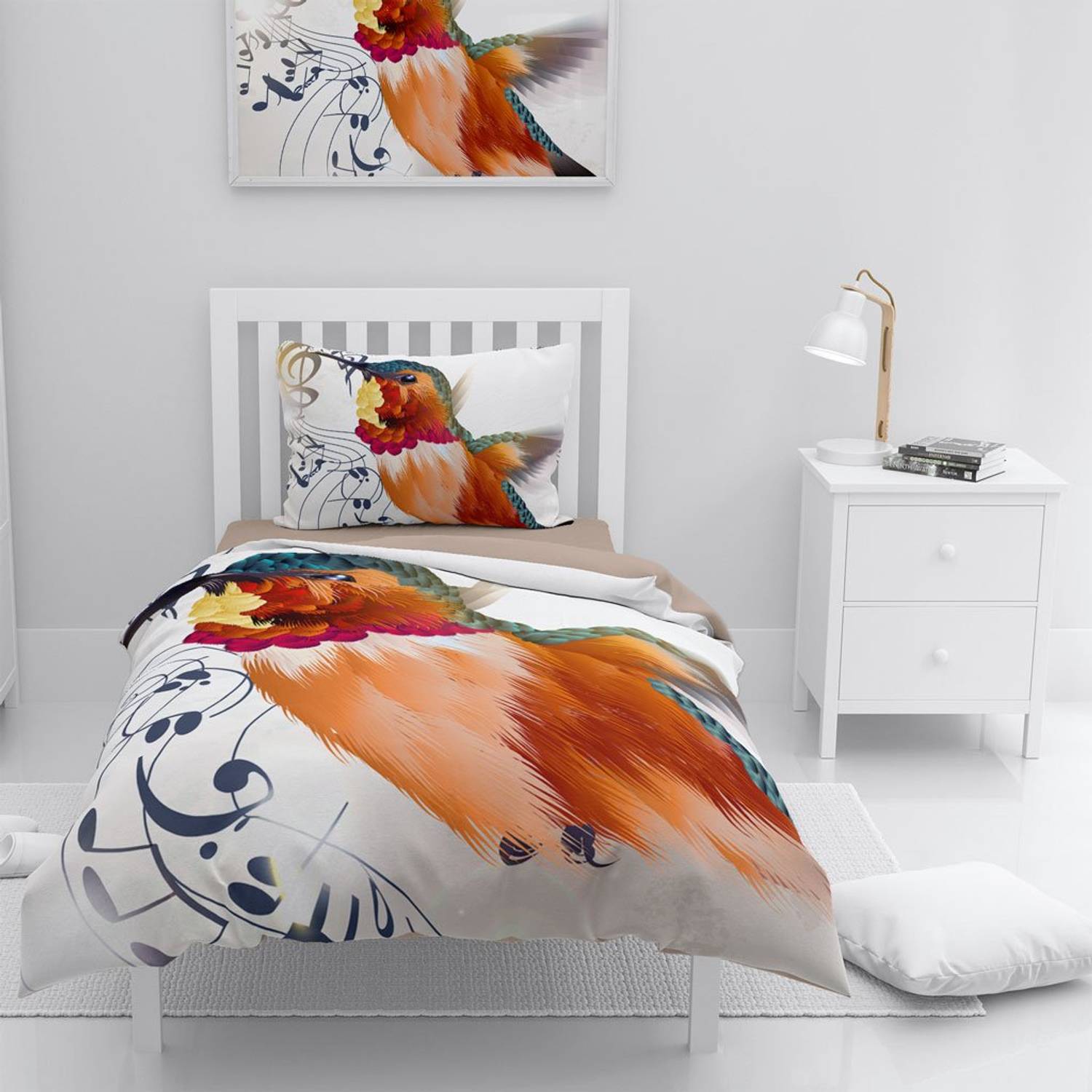 MonoHome Alaycı Kuş 3D Pamuk Saten Tek Kişilik Nevresim Takımı