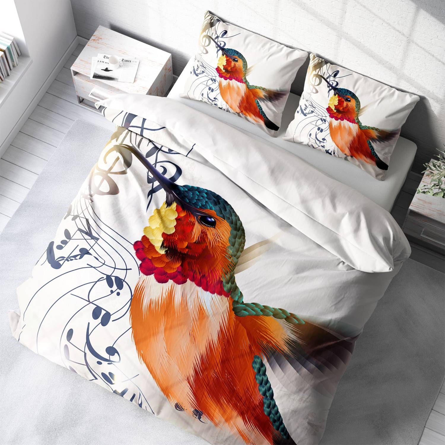 MonoHome Mockingjay 3D Cotton Satin Double Duvet Cover Set