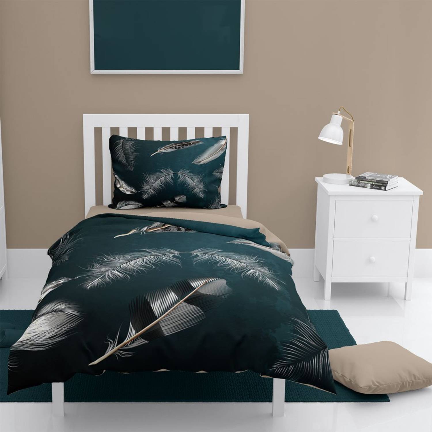 МоноХоум 3D Простирадло з Памуку Сатен, Односпальний Комплект Постільної Бавовни, Яскраві Кольори, Зручний Високоякісний Матеріал