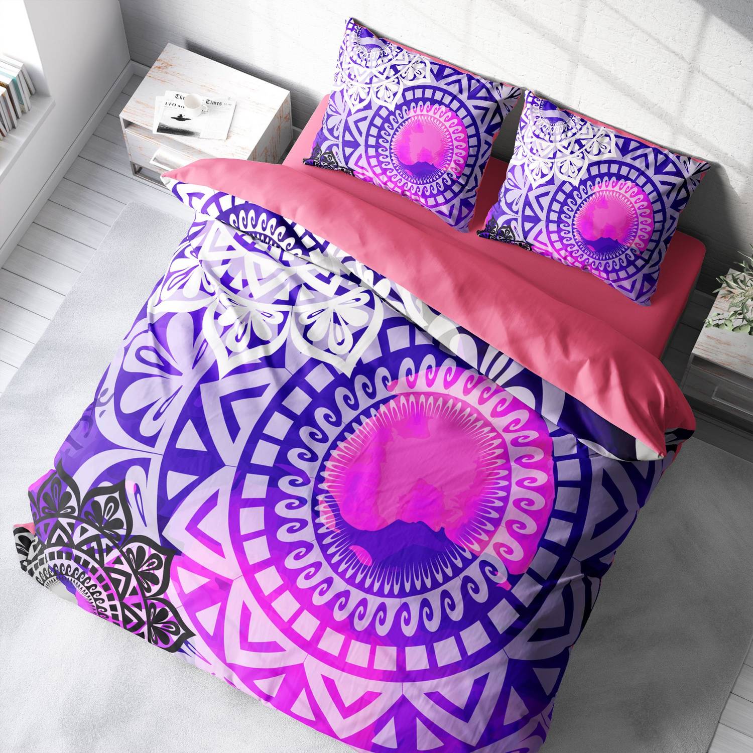 MonoHome Purple Ring 3D Pamuk Saten Çift Kişilik Nevresim Takımı