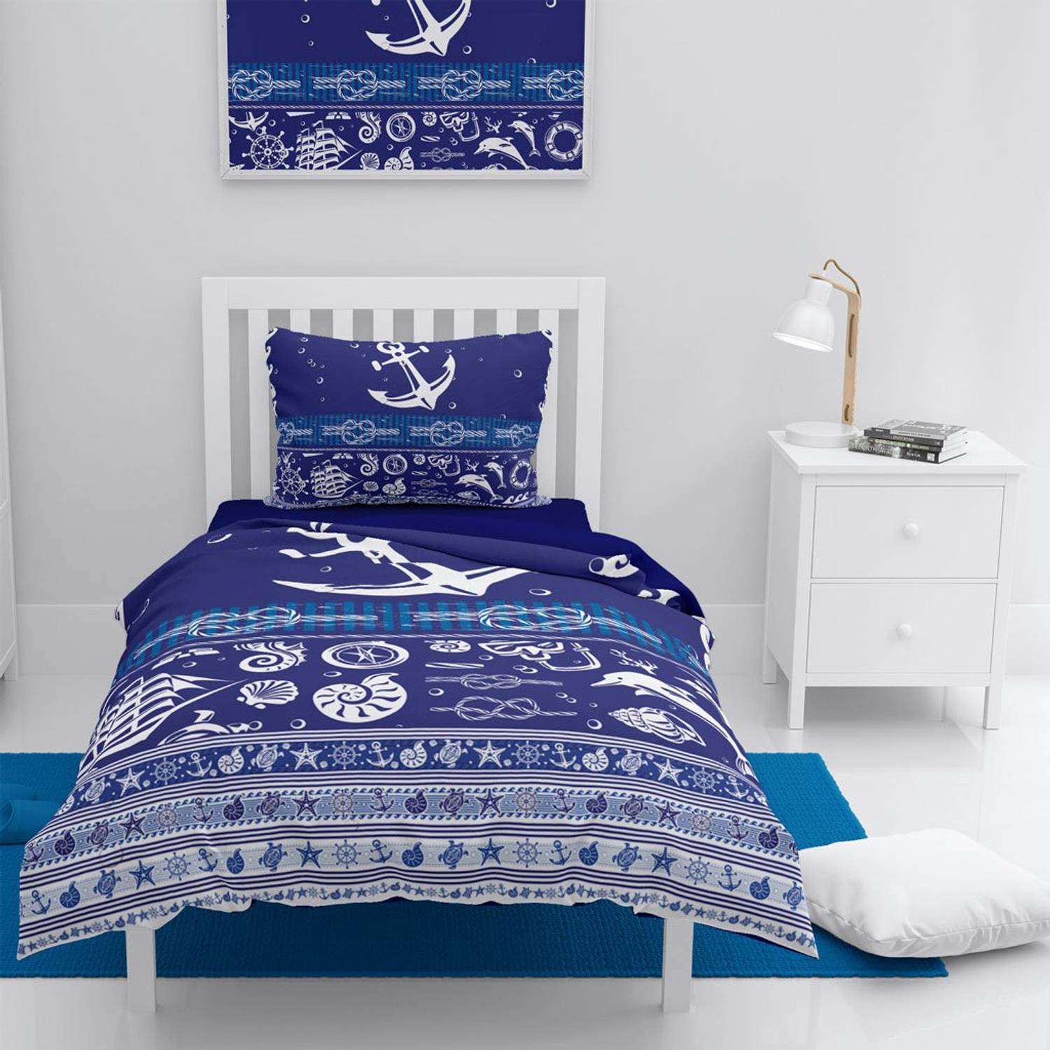 طقم غطاء لحاف مفرد من الساتان القطني ثلاثي الأبعاد من MonoHome Ocean