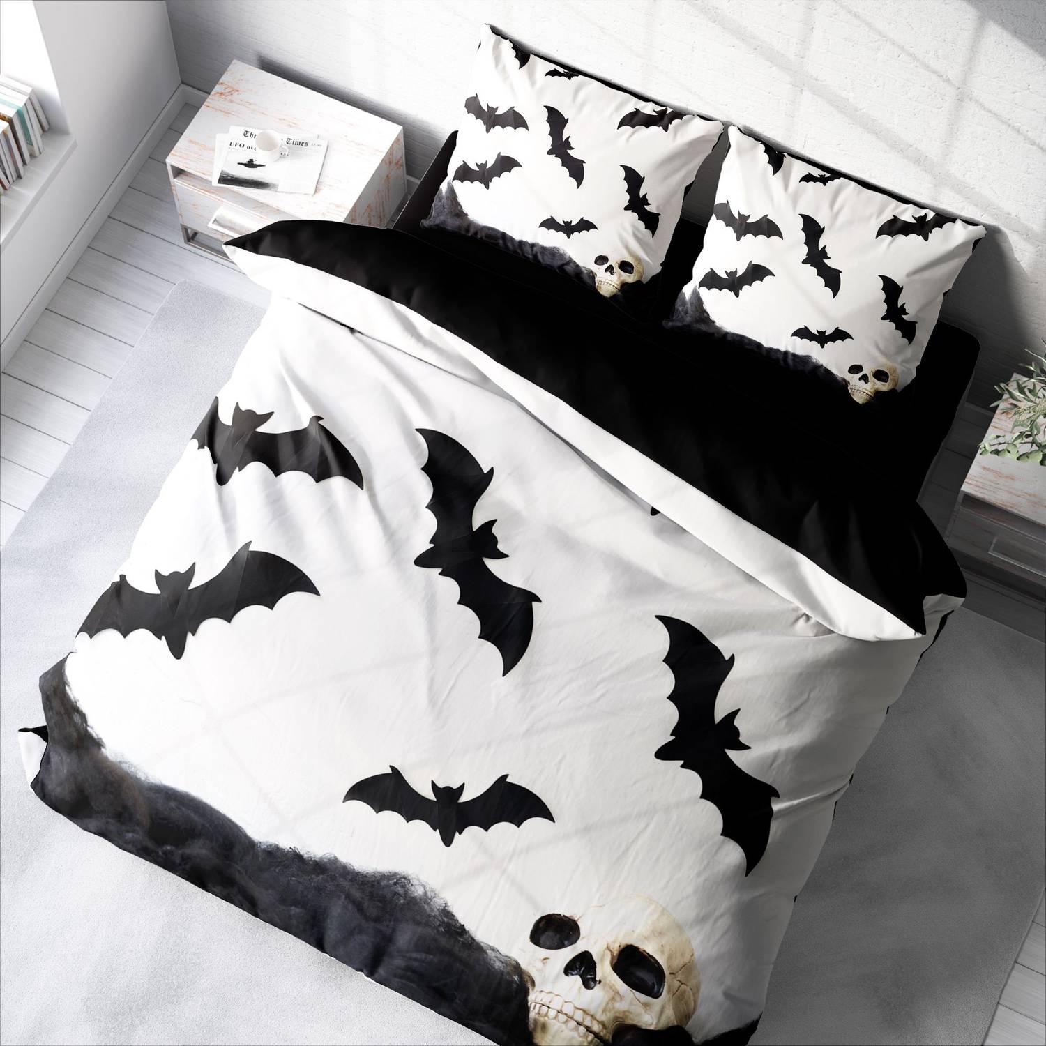 Комплект постільної білизни MonoHome Yarasa 3D з бавовняного сатину для двоспального ліжка 200x220 см з яскравими кольорами