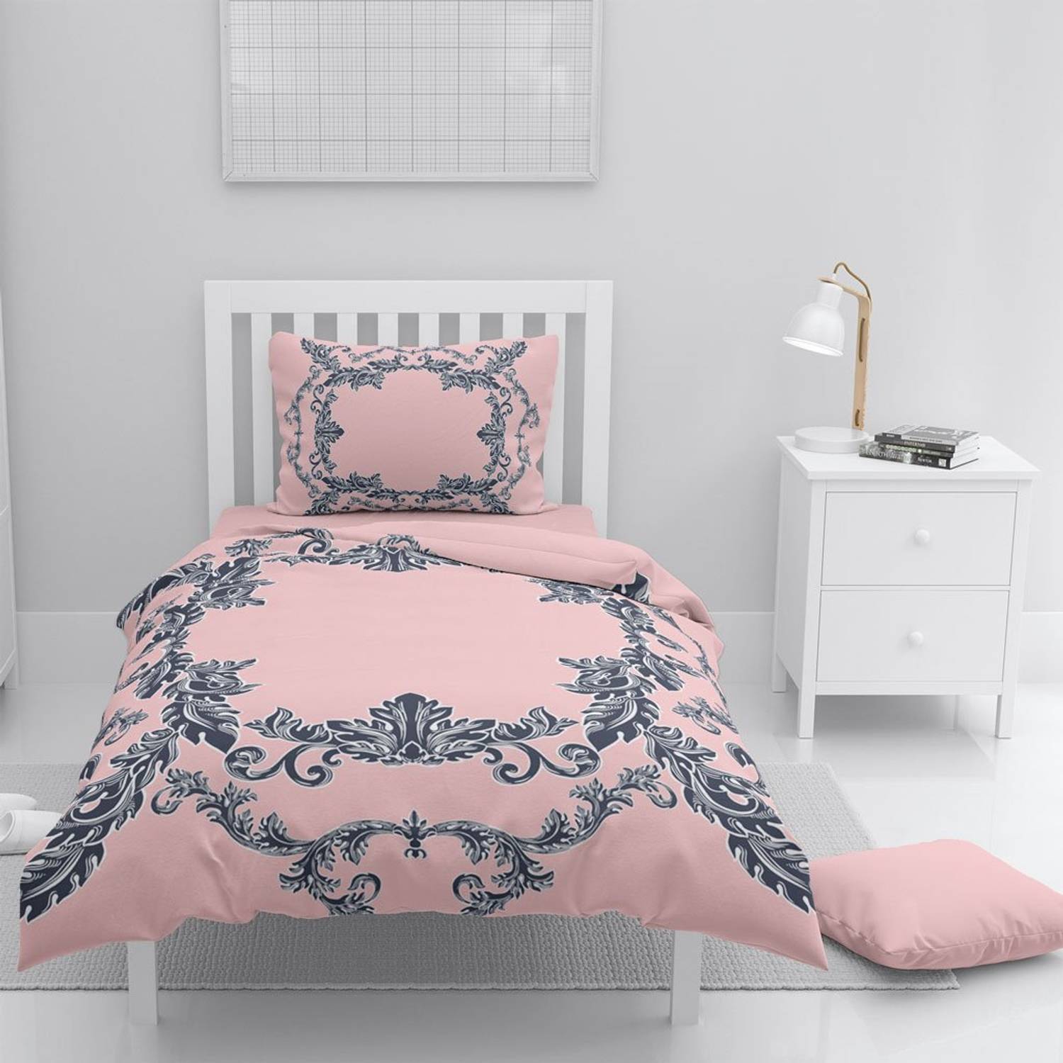 MonoHome Pink Baraque 3D Cotton Satin Single Duvet Cover Set