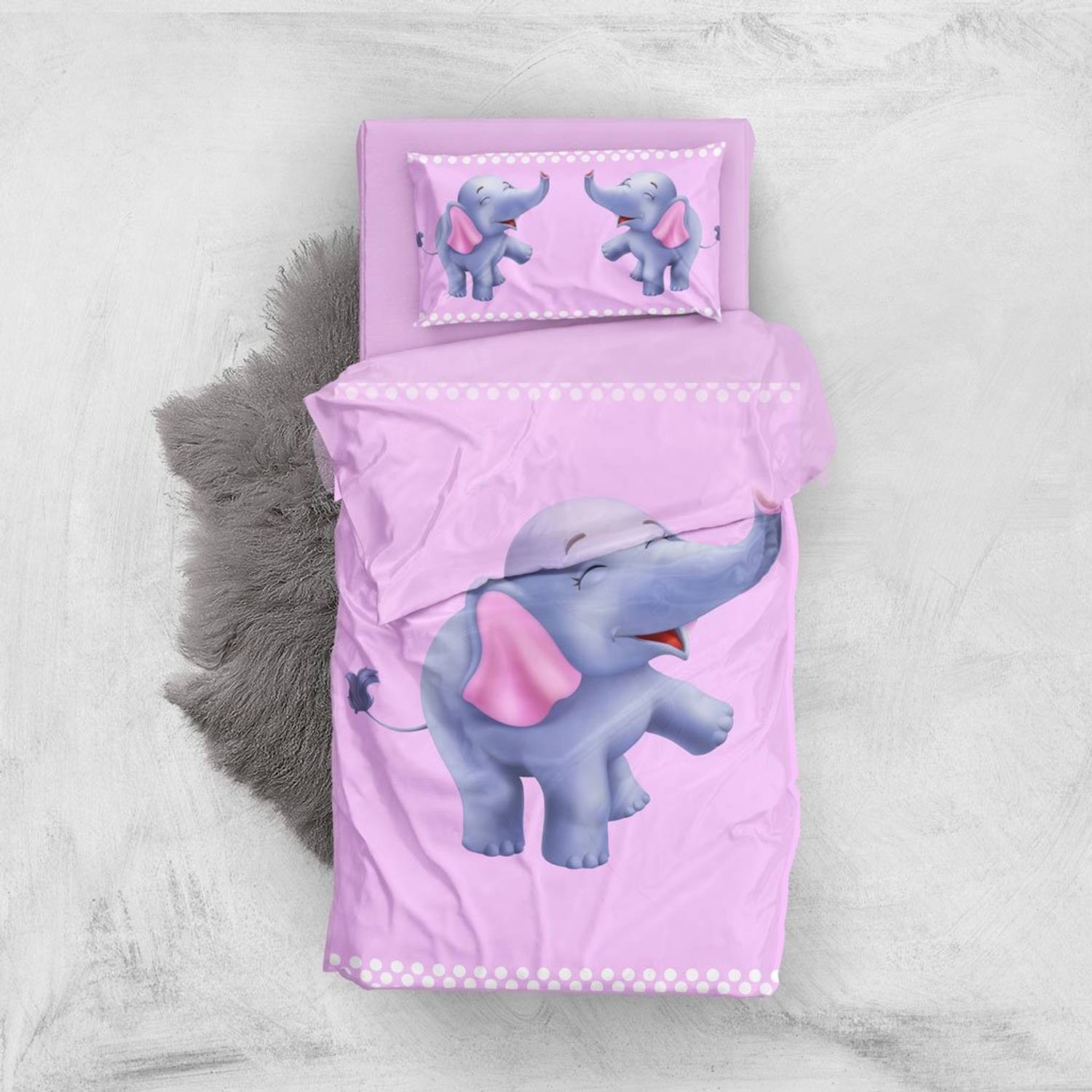 MonoHome Purple Elephant 3D Baby Duvet Cover Set