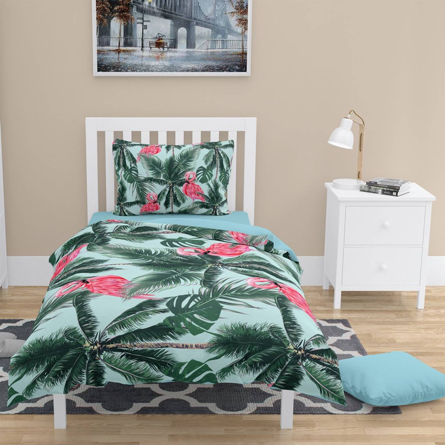 MonoHome Flamingo II 3D Pamuk Saten Tek Kişilik Nevresim Takımı