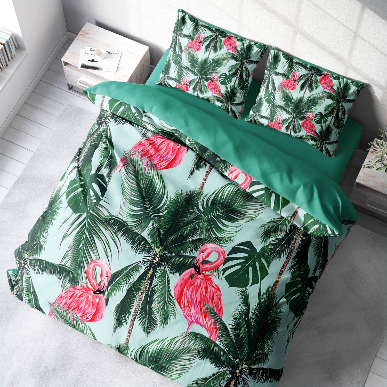 MonoHome Flamingo II 3D Cotton Satin Double Duvet Cover Set