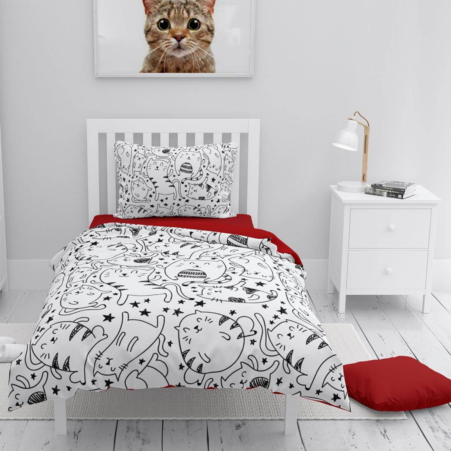Monohome Catsy 3D Cotton Satin Single Duvet Cover Set