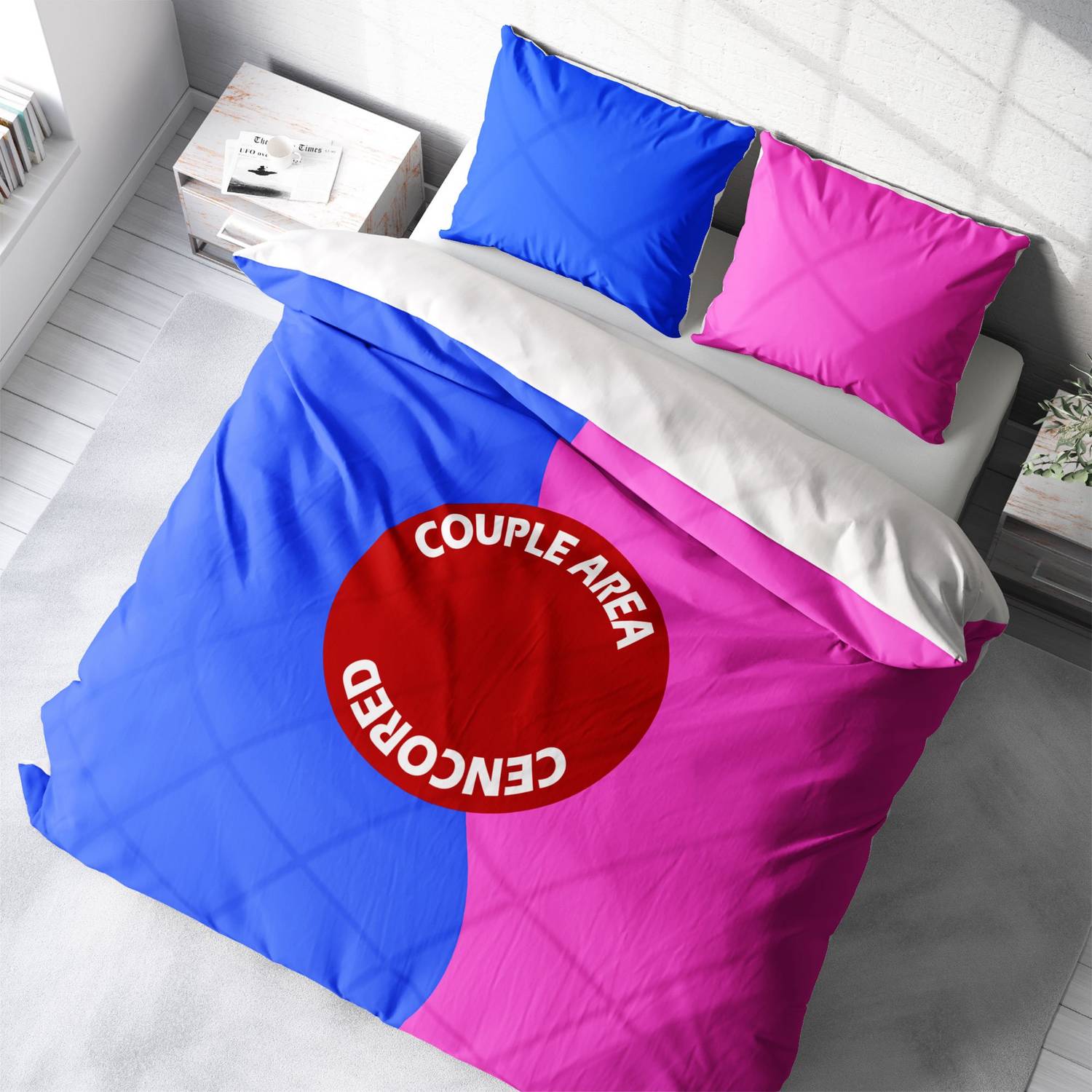 مجموعة غطاء لحاف مزدوج من الساتان القطني ثلاثي الأبعاد لمنطقة الزوجين Monohome