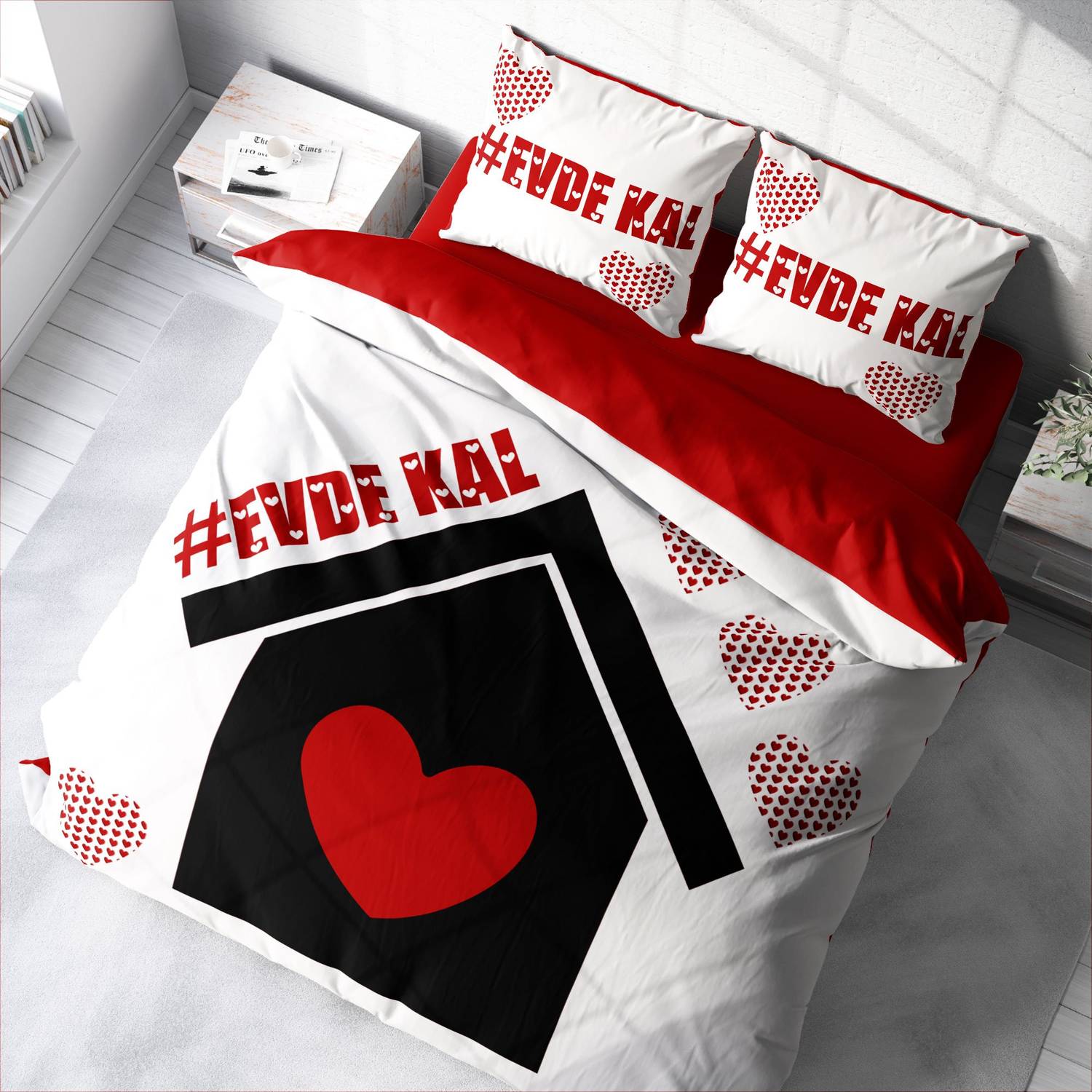 Monohome Stay Home 3D Cotton Satin Double Duvet Cover Set