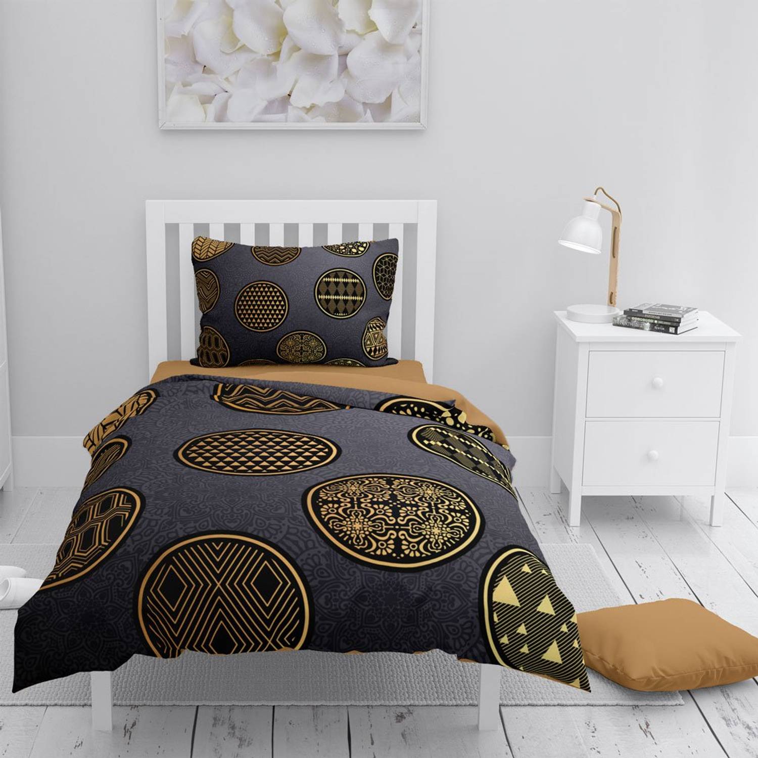 Monohome Gold Circle 3D Pamuk Saten Tek Kişilik Nevresim Takımı