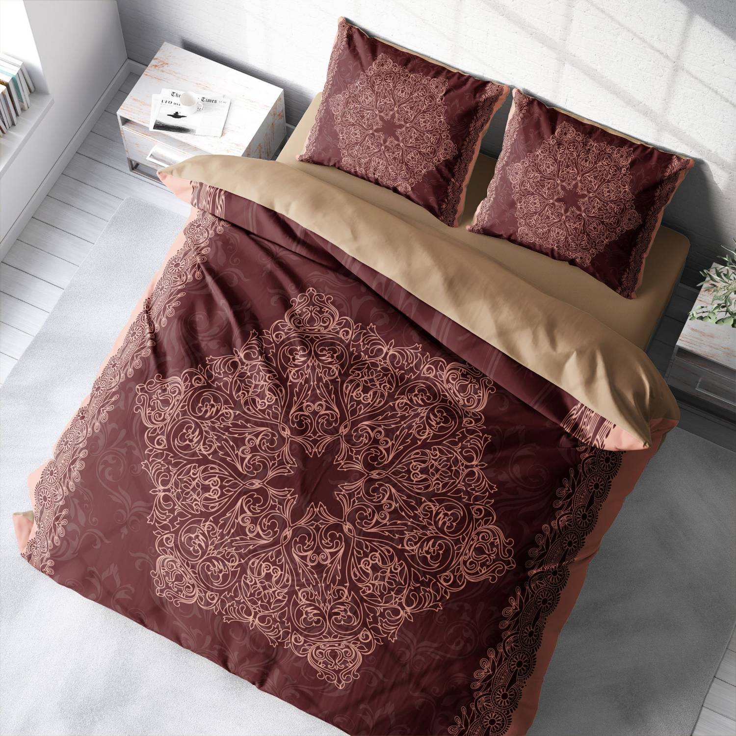 Monohome Browny 3D Pamuk Saten Çift Kişilik Nevresim Takımı