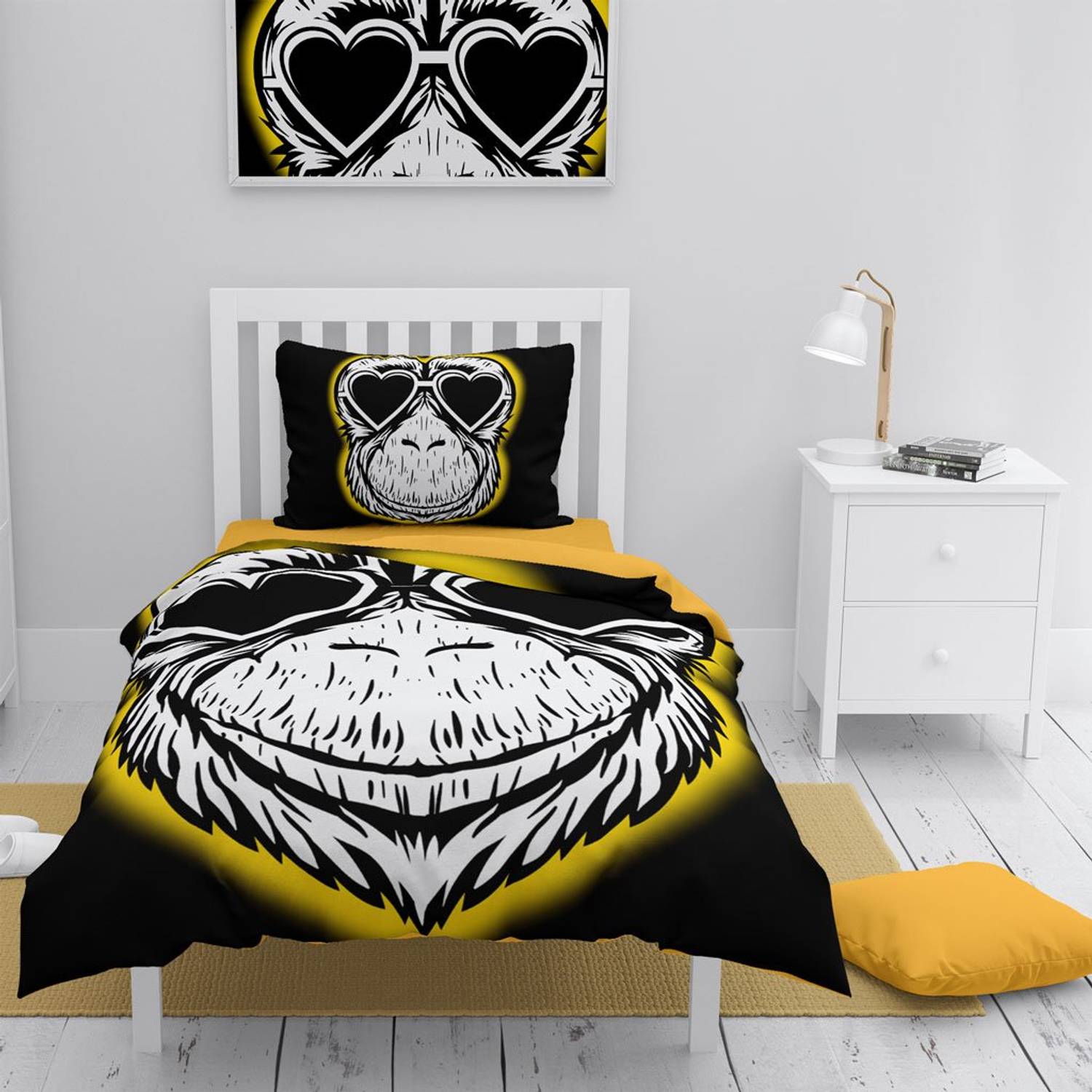 Monohome Monkey 3D Cotton Satin Single Duvet Cover Set