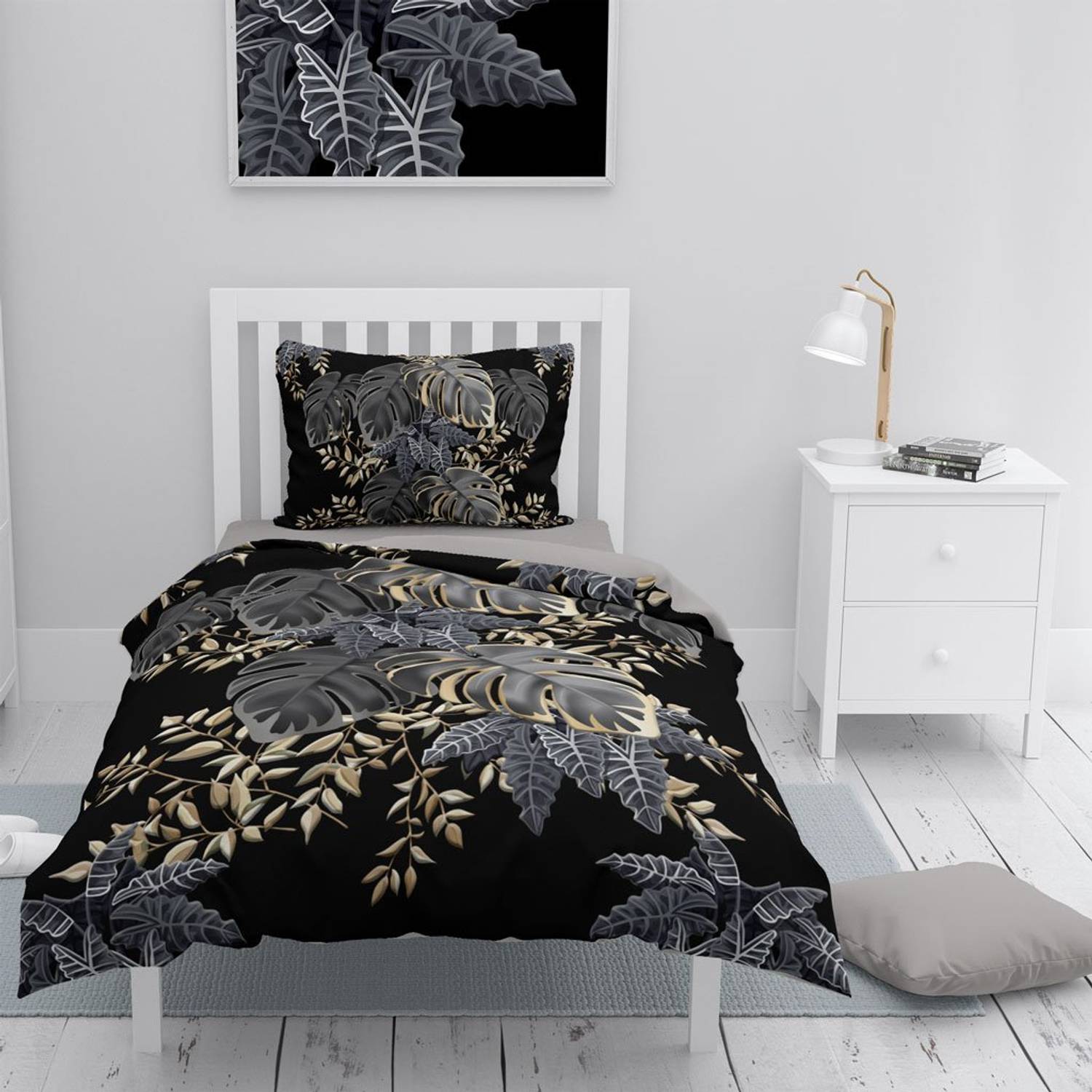 Monohome Leaf 3D Cotton Satin Single Duvet Cover Set