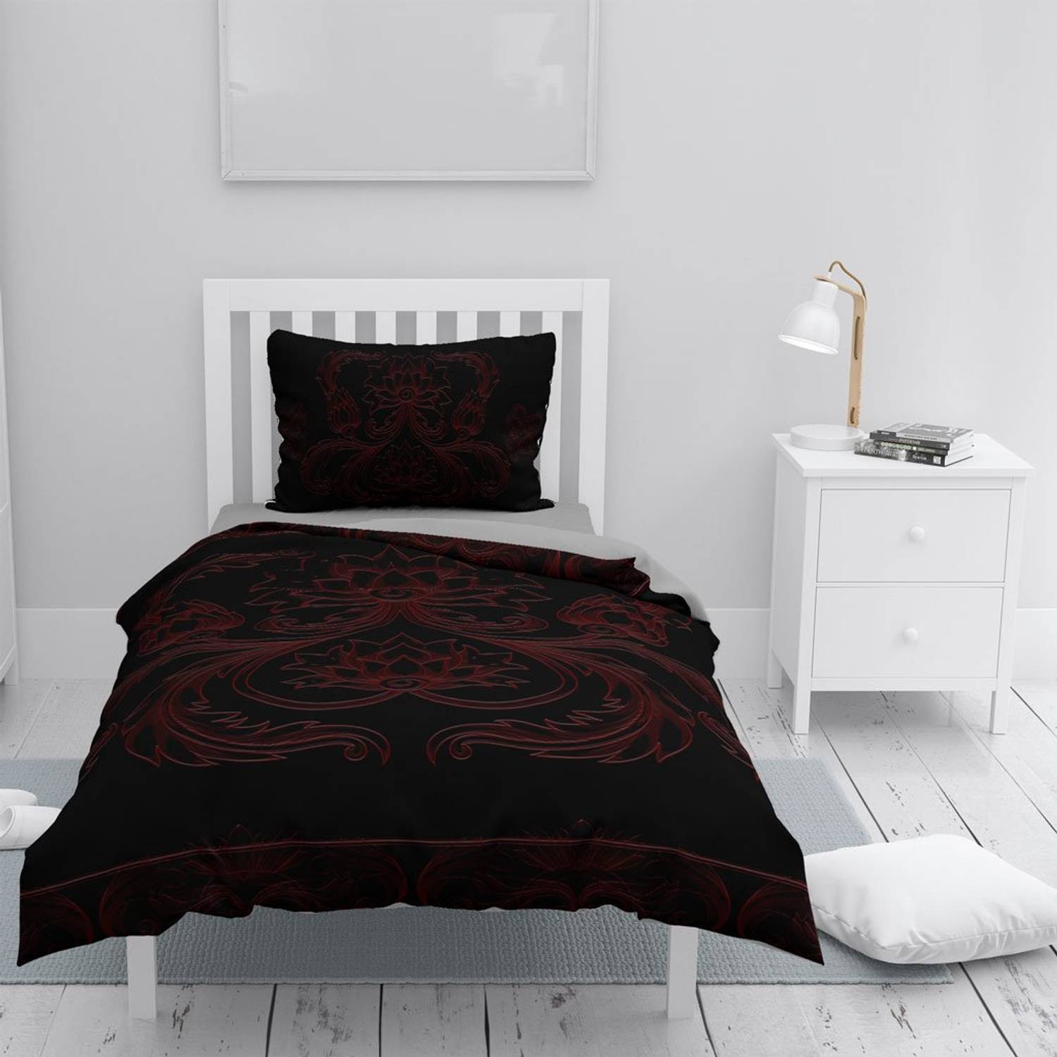 Monohome Black Baroque 3D Cotton Satin Single Duvet Cover Set
