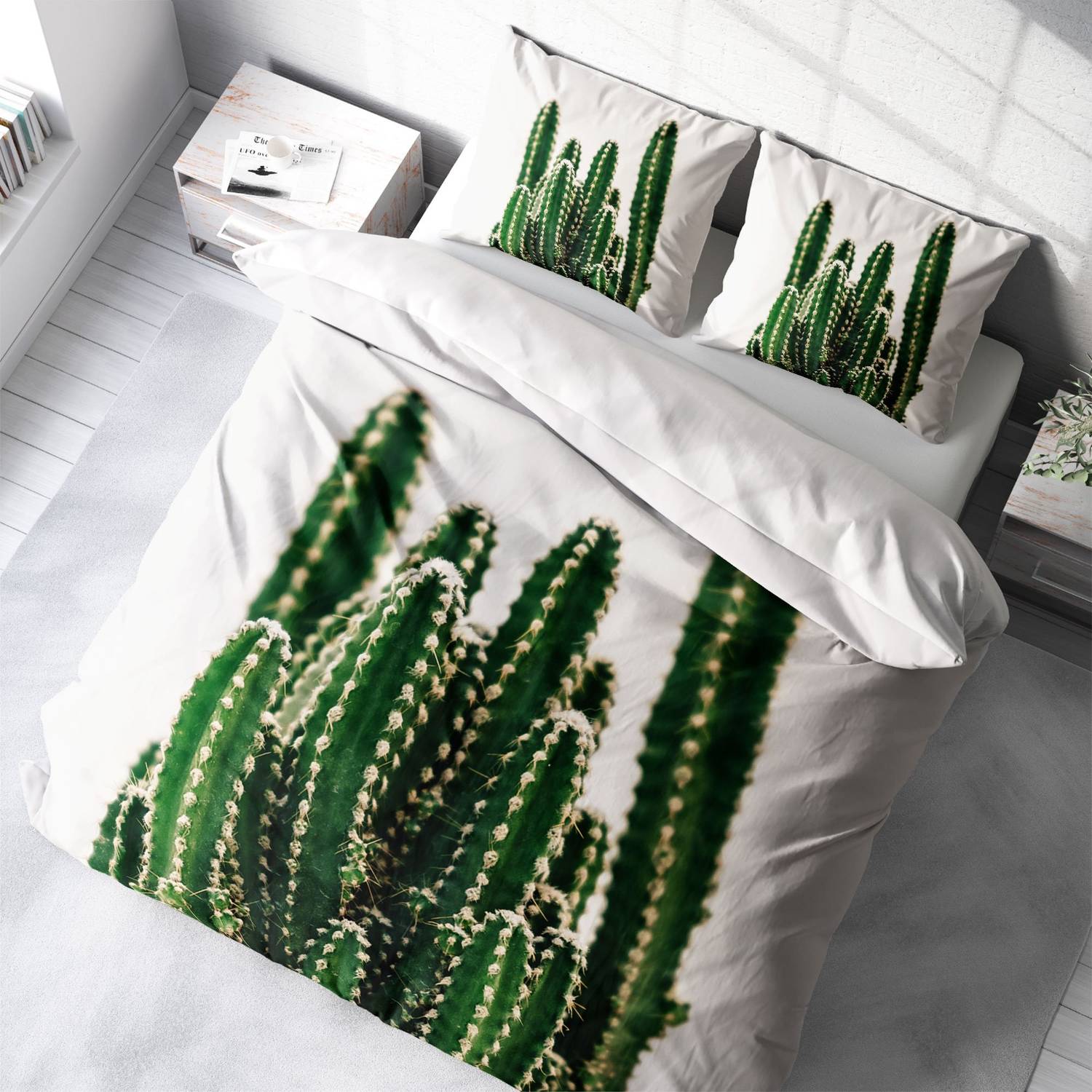 Комплект постельного белья Monohome Cactus 3D из сатина и хлопка для двойной кровати, 200x220 см, яркие цвета, воздухопроницаемая ткань