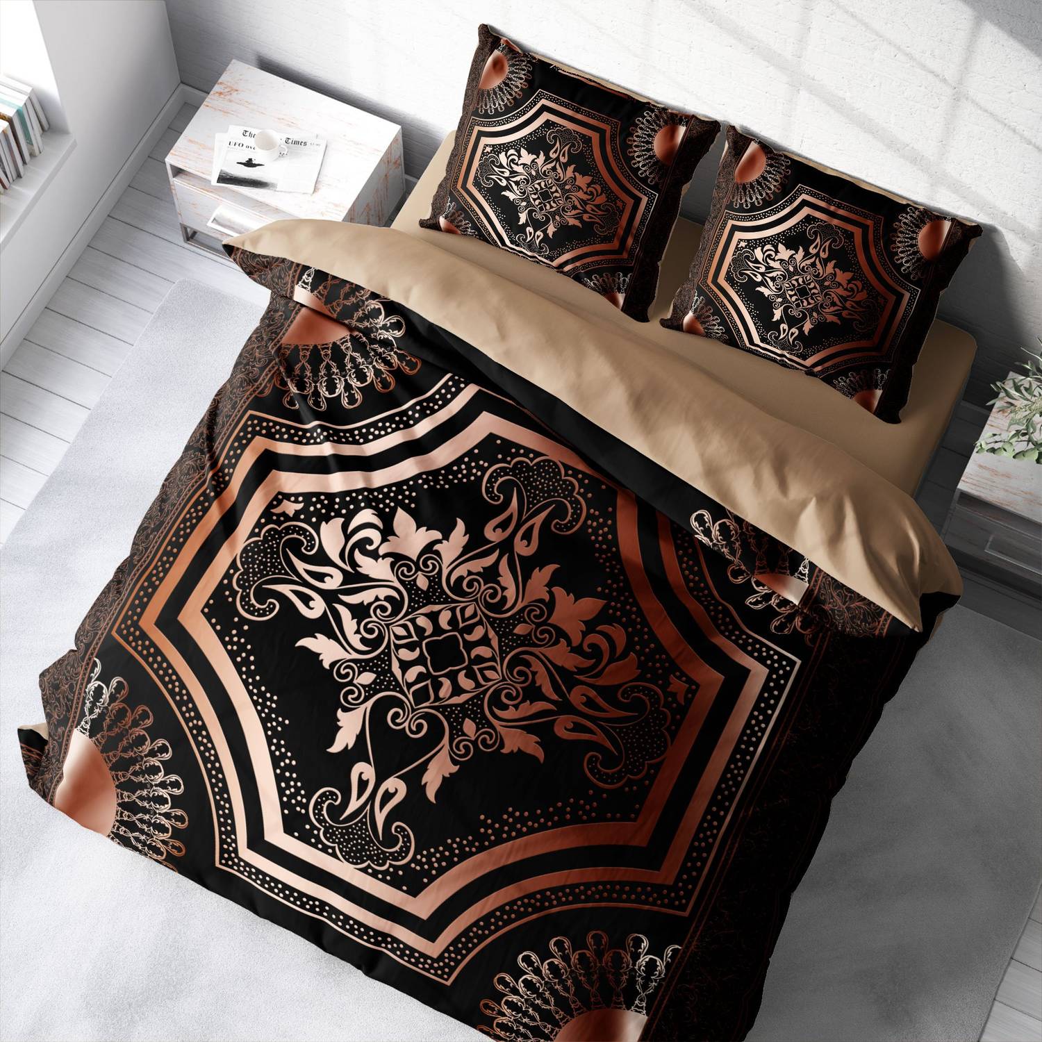 Комплект постельного белья Monohome Black Roses 3D, сатин, двойной, 200x220 см, качественный хлопок, яркие цвета, специальные технологии печати