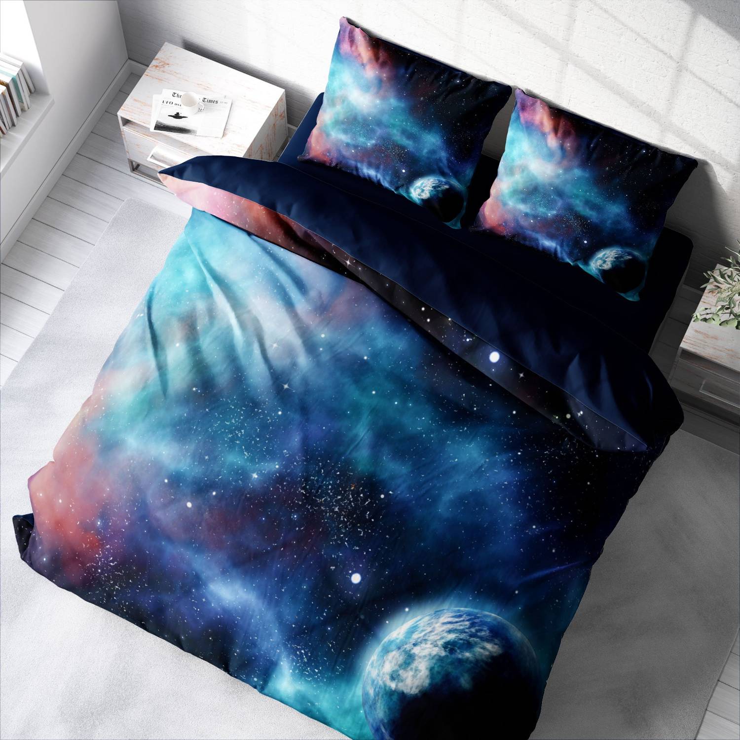 Набір постільної білизни Monohome Star Night 3D з бавовняного сатену, двоспальний, яскраві кольори, комфортний сон, 200x220 см, висока якість