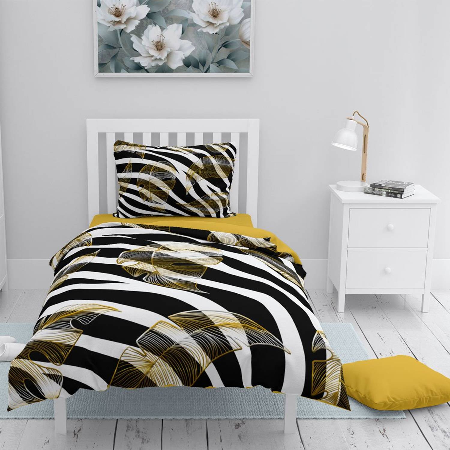 Monohome Zebra Feather 3D Pamuk Saten Tek Kişilik Nevresim Takımı