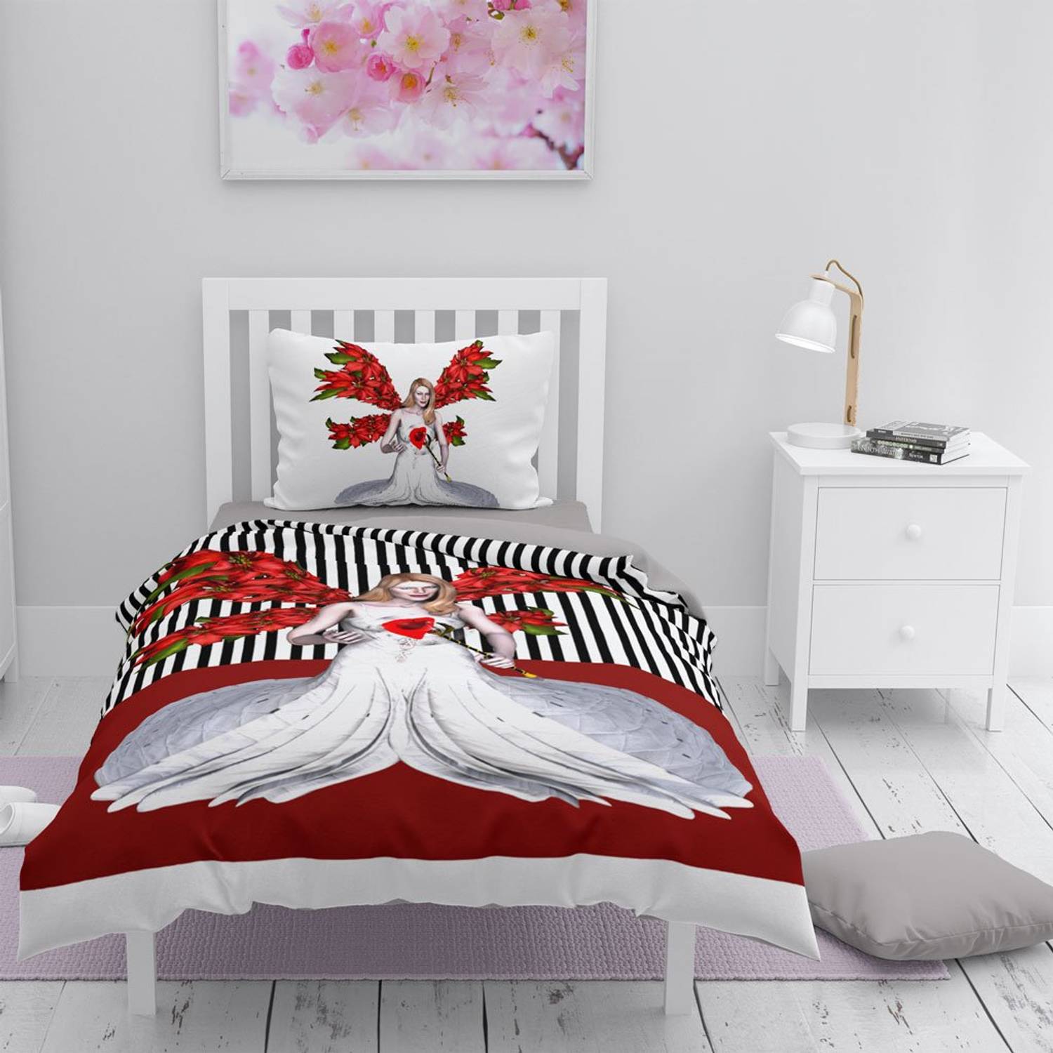 Monohome Angel Fail 3D Cotton Satin Single Duvet Cover Set