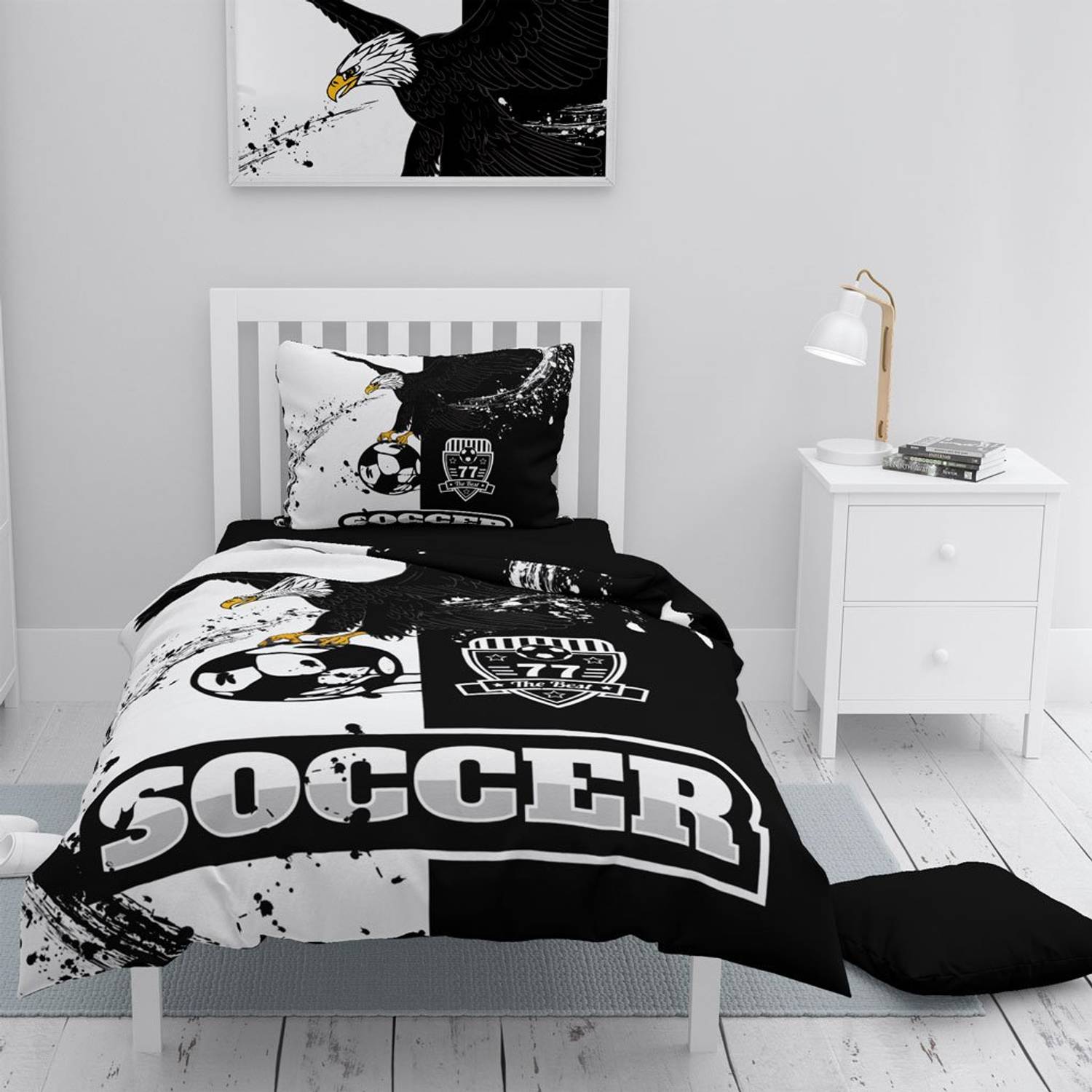 Monohome Black & White 3D Cotton Satin Single Duvet Cover Set