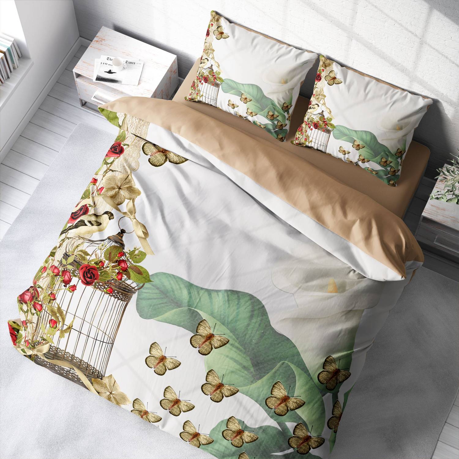 طقم غطاء لحاف مزدوج من الساتان القطني أحادي المنزل باتشاتز ثلاثي الأبعاد