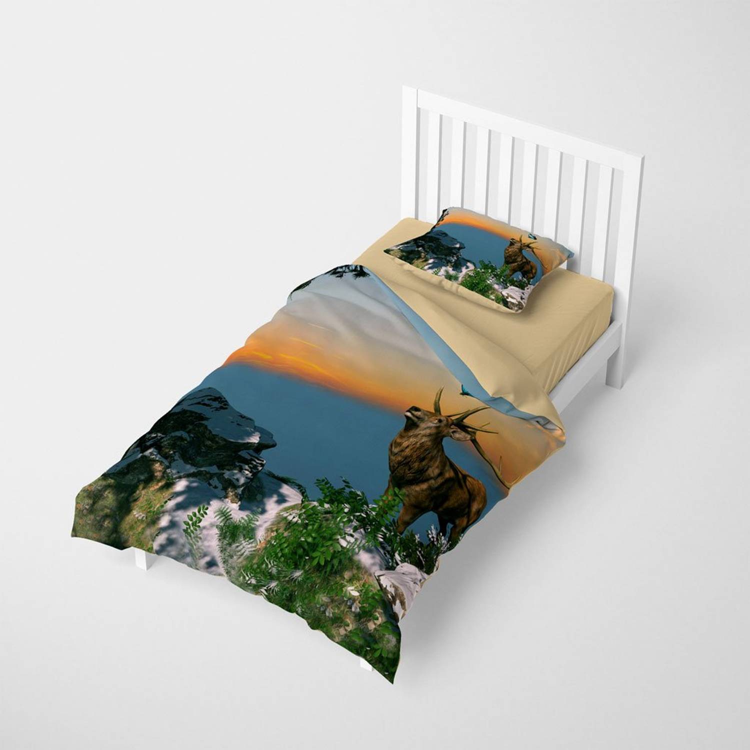 Monohome Deer 3D Pamuk Saten Tek Kişilik Nevresim Takımı